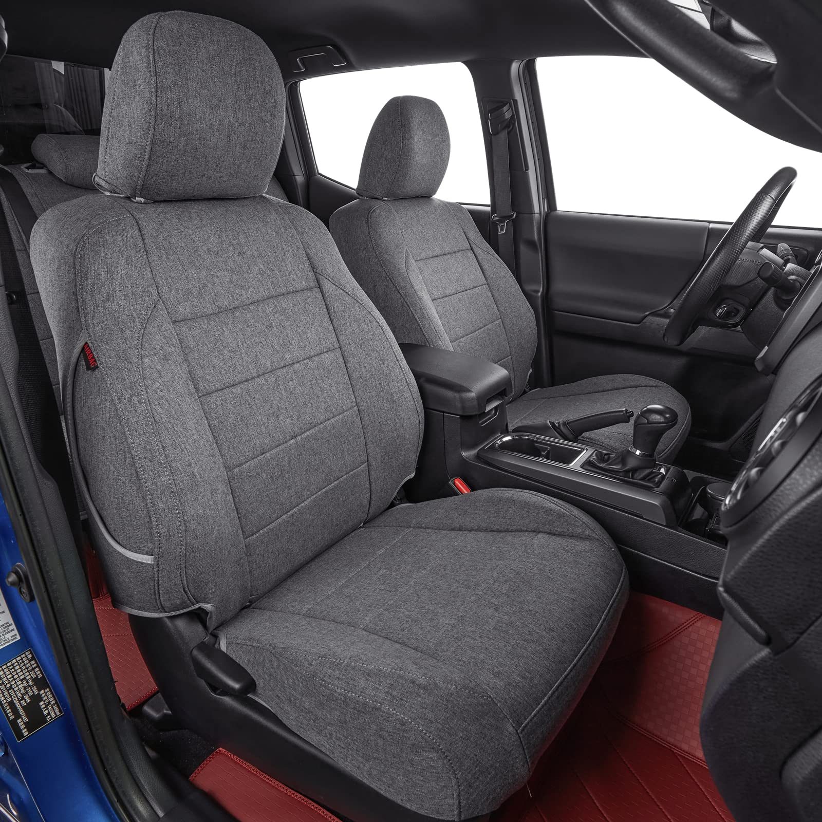 coverdream Front Seat Covers Custom Fit for Toyota Tacoma 2016 2017 2018 2019 2020 2021 2022 2023 SR SR5 TRD Series,Limited Pickup Truck,Breathable Seat Protector,Fit Like A Glove (Gray,2-Pack Only)