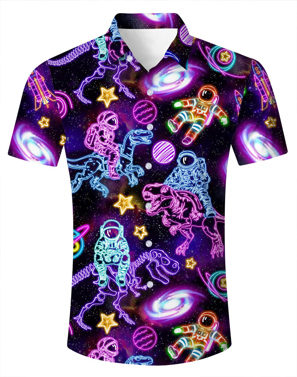 Fanient Mens Hawaiian Shirt Summer 3D Print Casual Short Sleeve Button Down Graphic Aloha Dress Shirts