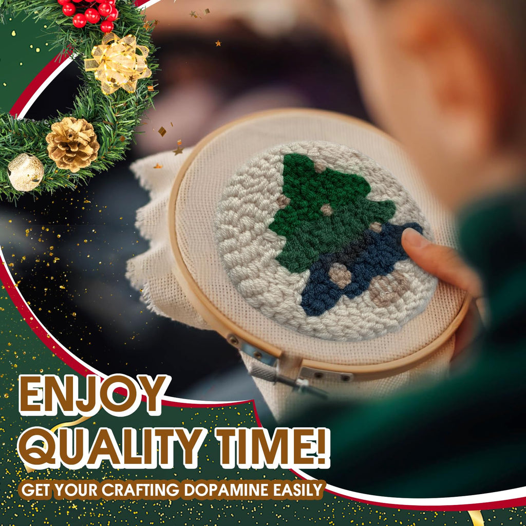 yuegool 6PCS Enchanted Oddities Punch Needle Coasters Kit – Easy DIY Embroidery Kit for Beginners, Adults & Kids | Includes Patterns, Tools, Yarns, Hoop, Instructions, Coaster Holder