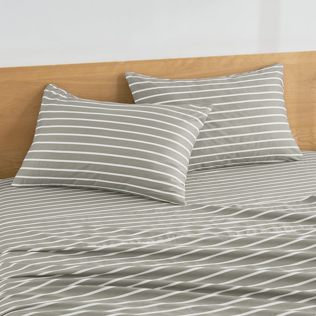 JELLYMONI Cotton Striped Pillowcases Set of 2, Sage Green, Standard | Soft breathable feel, Envelope closure, 400TC cotton, Machine washable, Gentle on skin