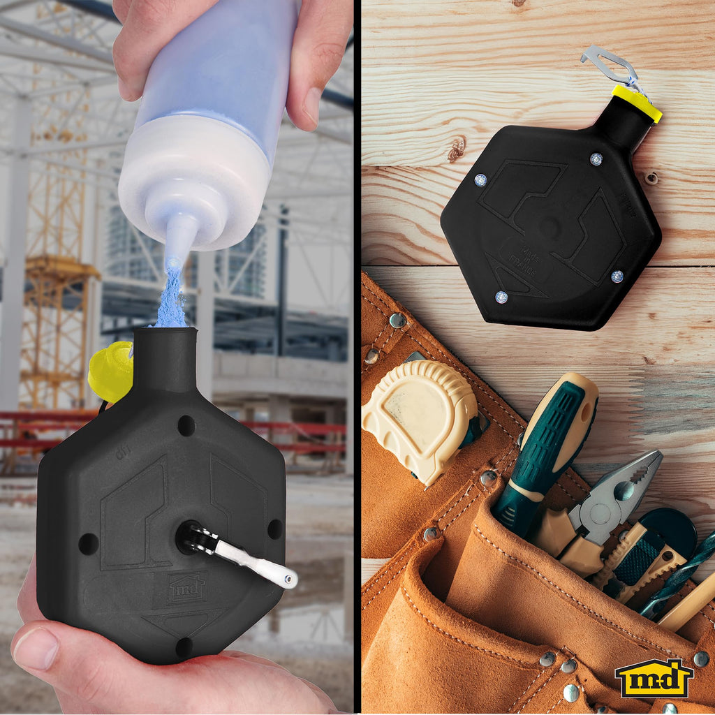 M-D Building Products 00805 ABS Tuff Line™ Contractor Chalk Reel, Durable and Reliable Chalk Line for Precision Marking, Ideal for Construction & Carpentry Projects (0.06 in. x 100 ft, Black)