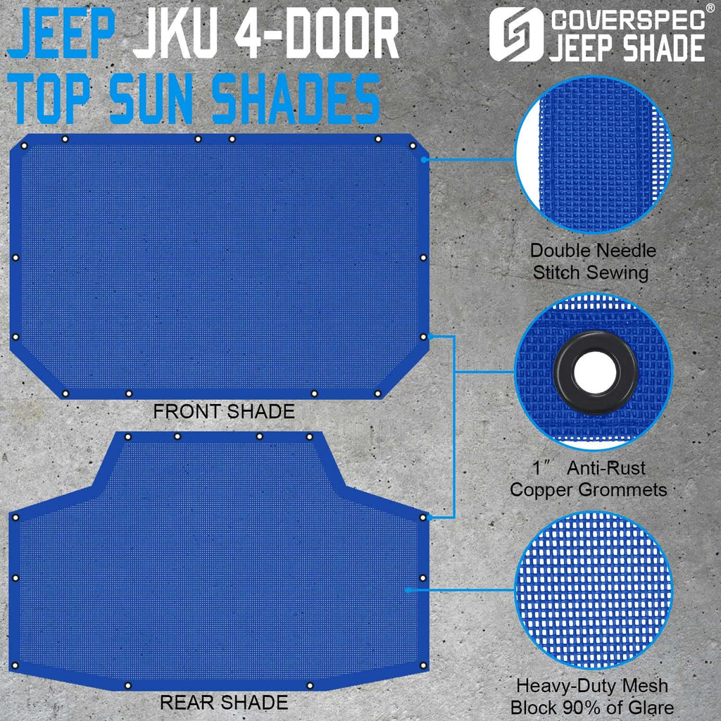 JT Top Sun Shade Roof Compatible with Jeep Gladiator 4 Door 2018 to 2023 Sunshade Sunroof Bikini Cover Blocks UV Wind Noise Black Mesh for Front and Rear 2 pcs