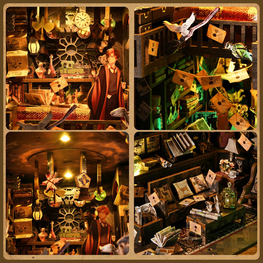 TOYQI DIY Book Nook Kit, Miniature House Dollhouse Kit for Adult and Teens, Book Nook Kits for Adults, Booknook Bookend Alley Model Build, Gifts for Family Friends - Spooky Horror Creepy Haunted House