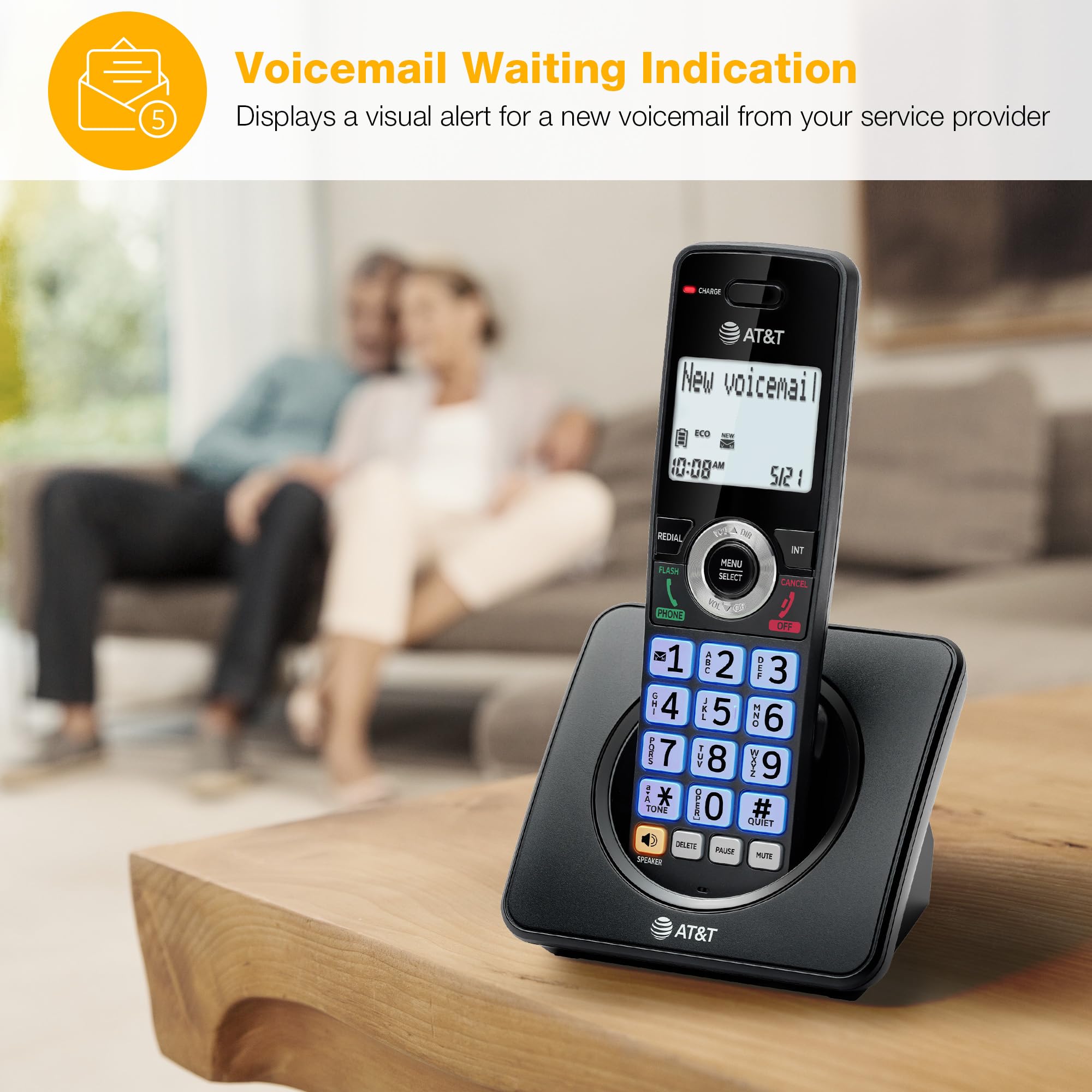 AT&T Landline Home Phone with Call Blocker, Caller ID/Call Waiting, Full-Duplex Handset Speakerphone, Backlit Keypad & Display, Rechargeable Battery, ECO Mode, DECT 6.0: GL2101-11