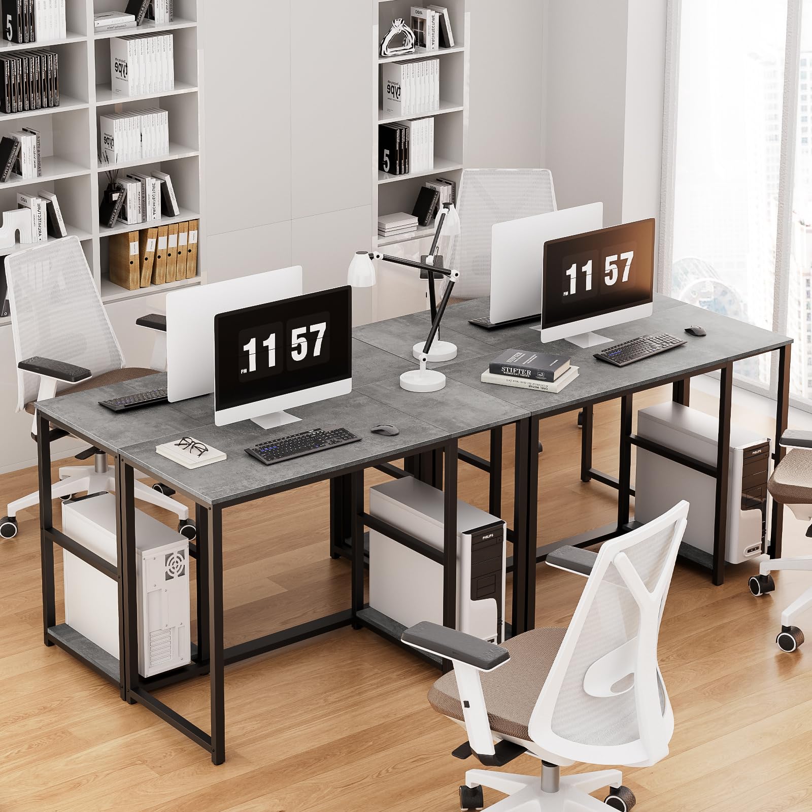 SINPAID 40 Inch Small Gaming Desk with Shelves for Small Spaces, Easy Assembly Study Desk, Sturdy Writing Desk for Bedroom & Home Office, Black