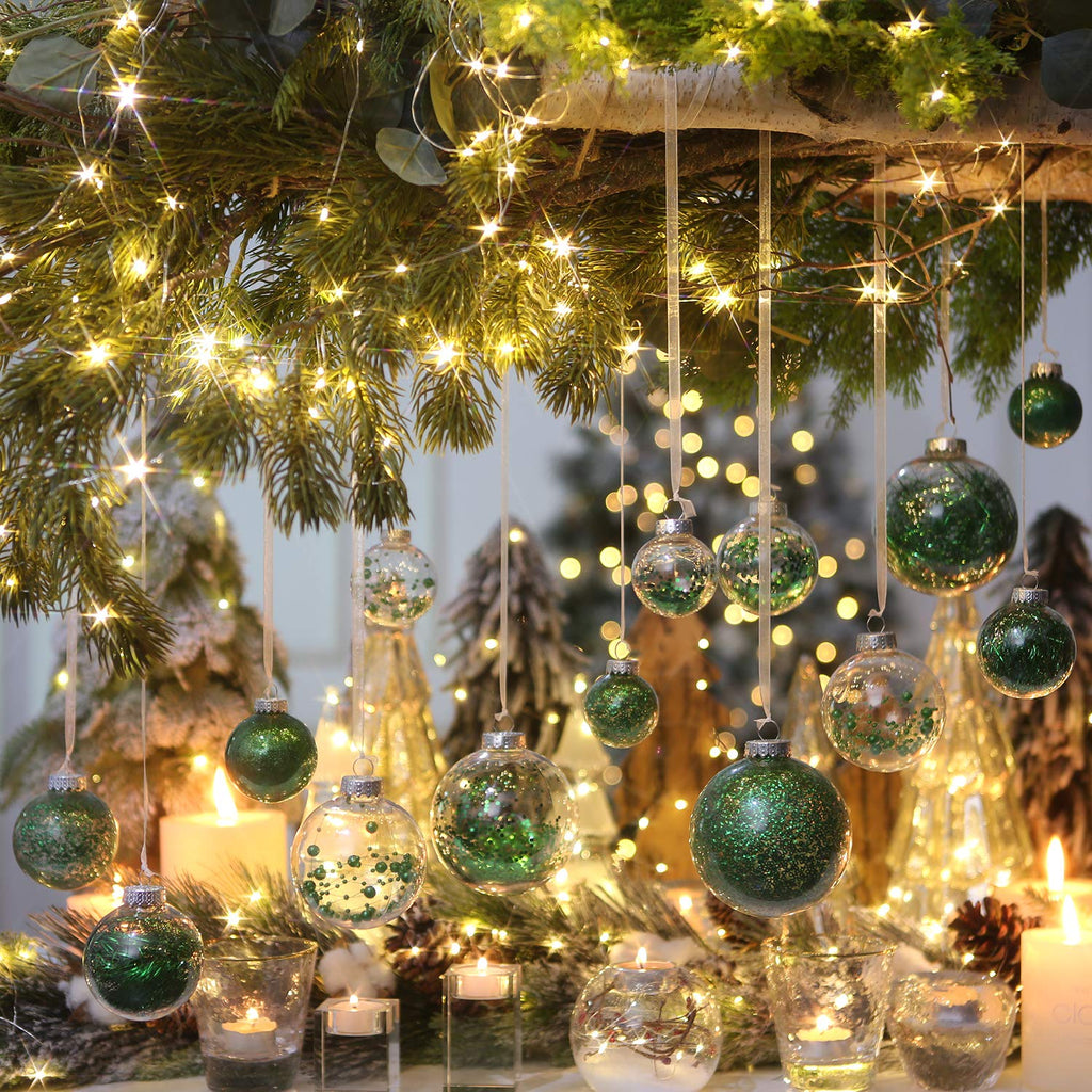 Sea Team Shatterproof Clear Plastic Christmas Ball Ornaments Decorative Xmas Balls Baubles Set with Stuffed Delicate Decorations (80mm/3.15 inch 20-Pack, Babyblue)