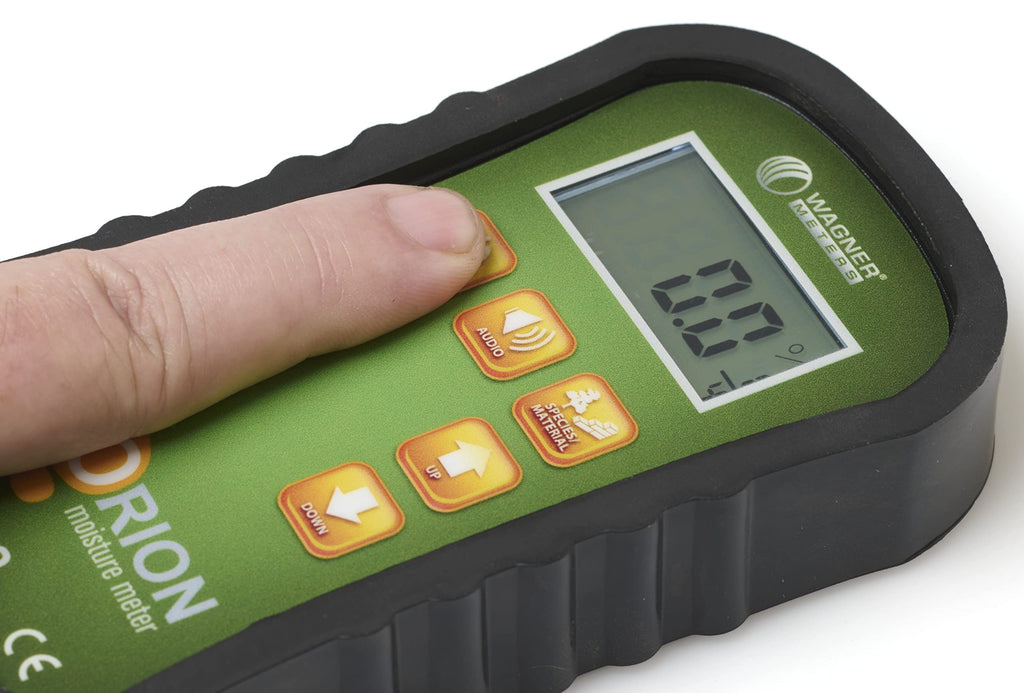 Orion® 910 Pinless Wood Moisture Meter Kit by Wagner Meters | Accurate, Non-Damaging, Deep Depth Lumber Moisture Measurement, On-site Calibration (Standard Calibrator)