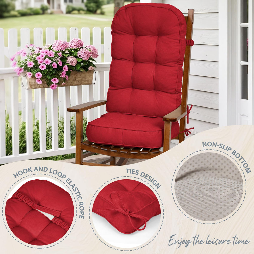 mudilun Rocking Chair Cushion - Non-Slip Tufted 4-Inch Thickened Rocking Chair Cushions with Ties Indoor/Outdoor Wooden Rocking Chair Pad for Living Rooms, Bedrooms, and Balconies