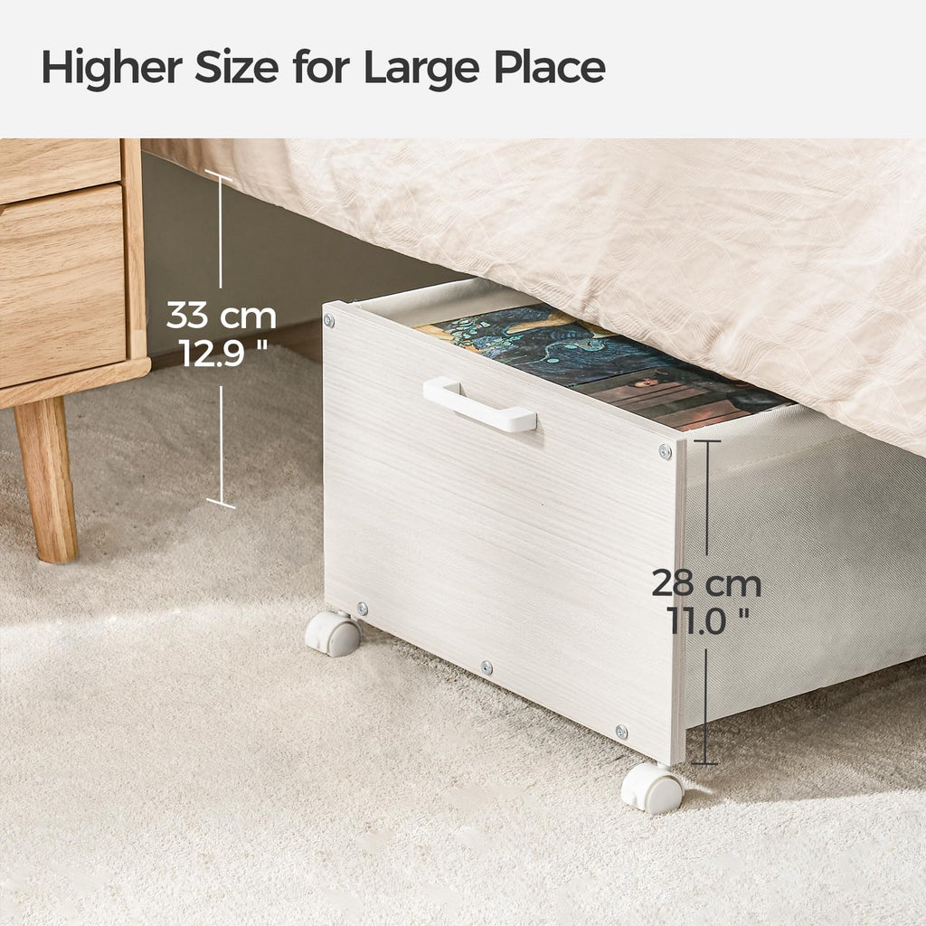 FOUCSSOMEI Under Bed Storage with Wheels, Wooden Under Bed Drawers On Wheels, Rolling Under Bed Shoe Storage, Space Saving, Black,30L