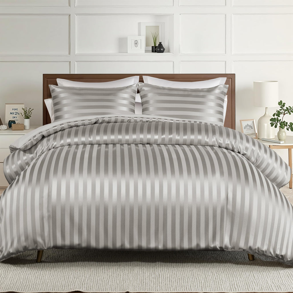 Whale Flotilla 2-Piece Reversible Silky Soft Twin Size Comforter Bedding Set, Luxurious Satin Comforters with Satin Pillowcase, Lightweight Duvet for All Seasons, Black