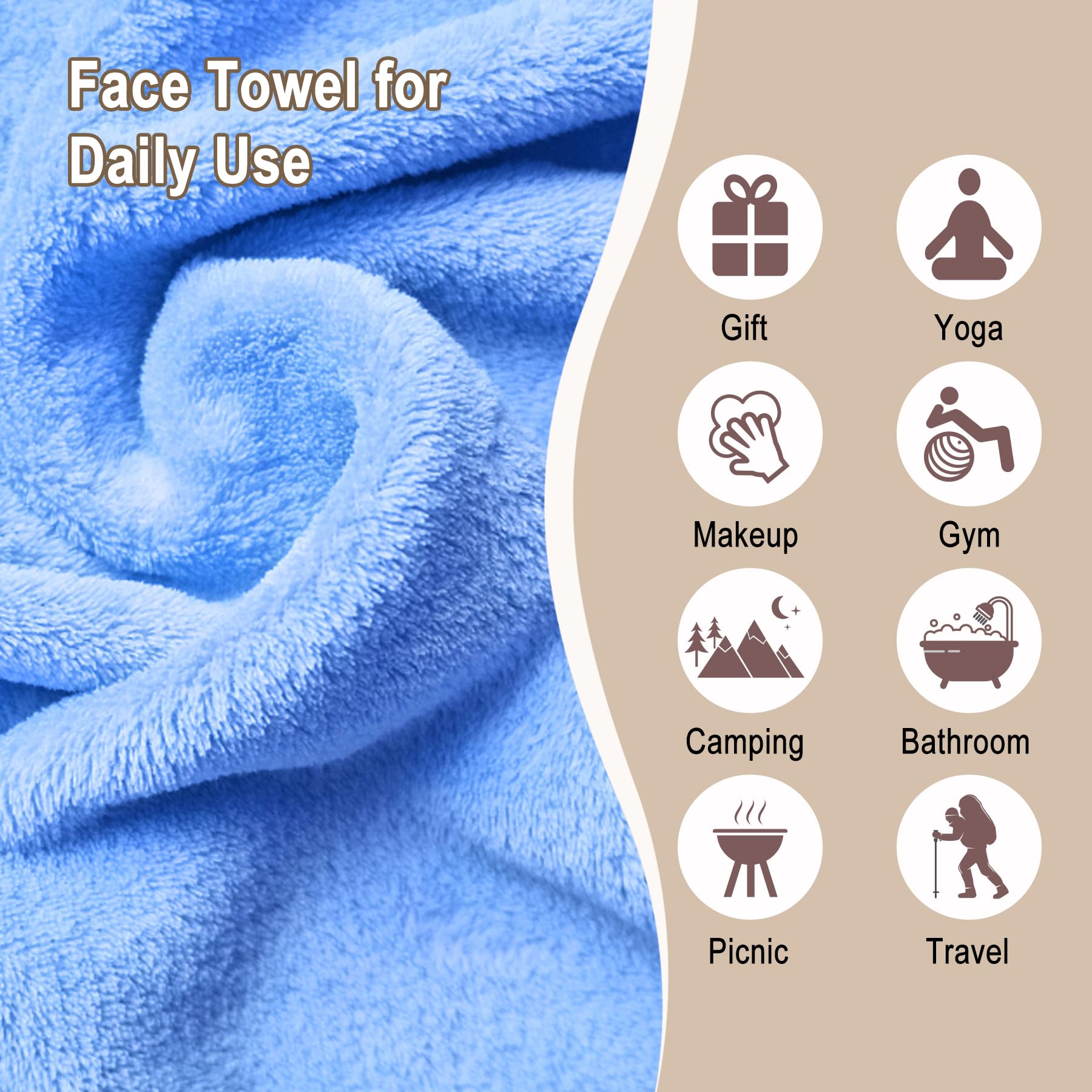 KODAMO Makeup Remover Cloth, Reusable Makeup Remover Pads Washable with Mesh Bag, Microfiber Makeup Removal Face Wash Cloths with Just Water, Gentle Soft, 12 Pack