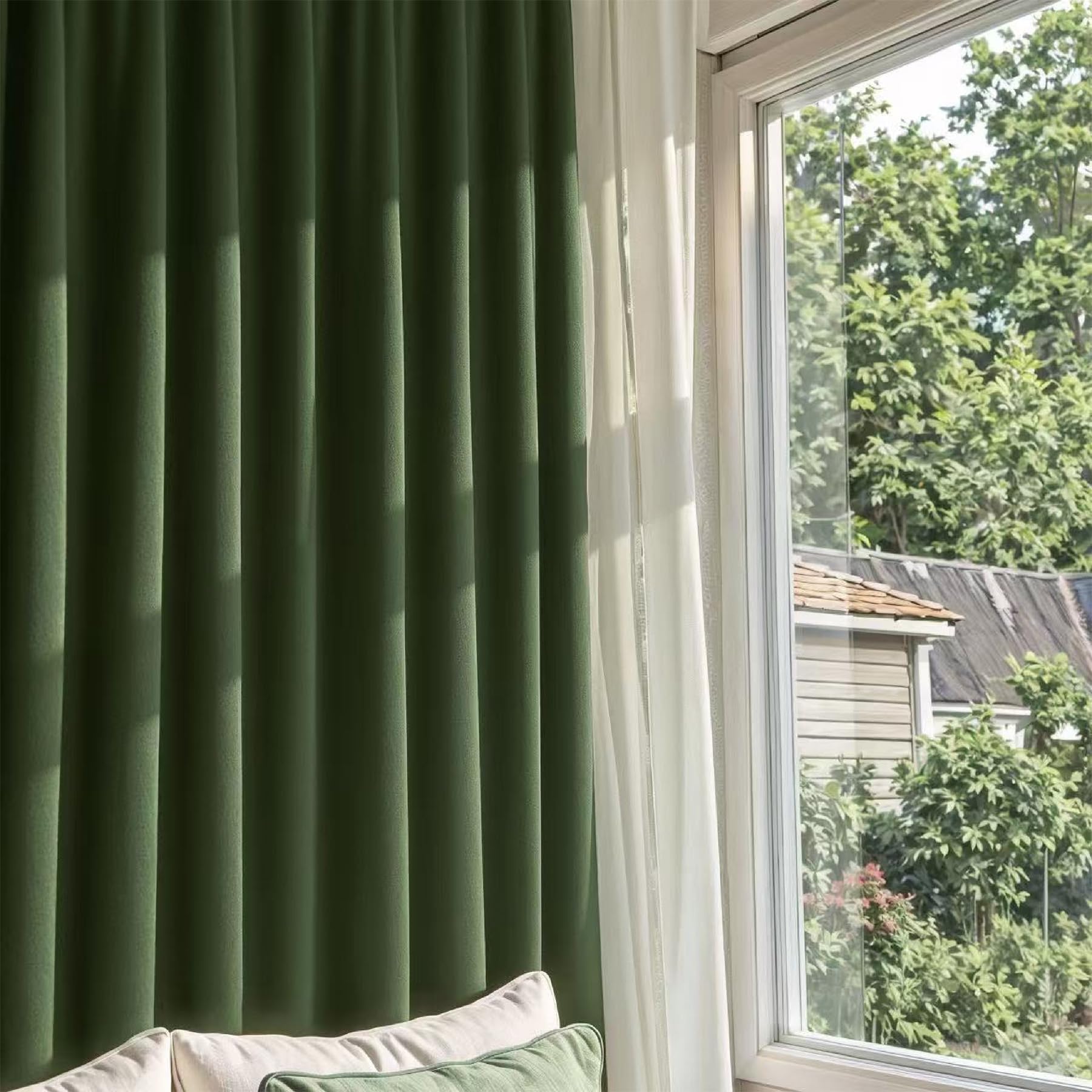 Nemia Dark Green Velvet Curtains Thermal Insulated Blackout Curtain for Bedroom Window Living Room Darkening Luxury Vintage 63 Inches Long Heavy Drapes Panels Rod Pocket Set of 2