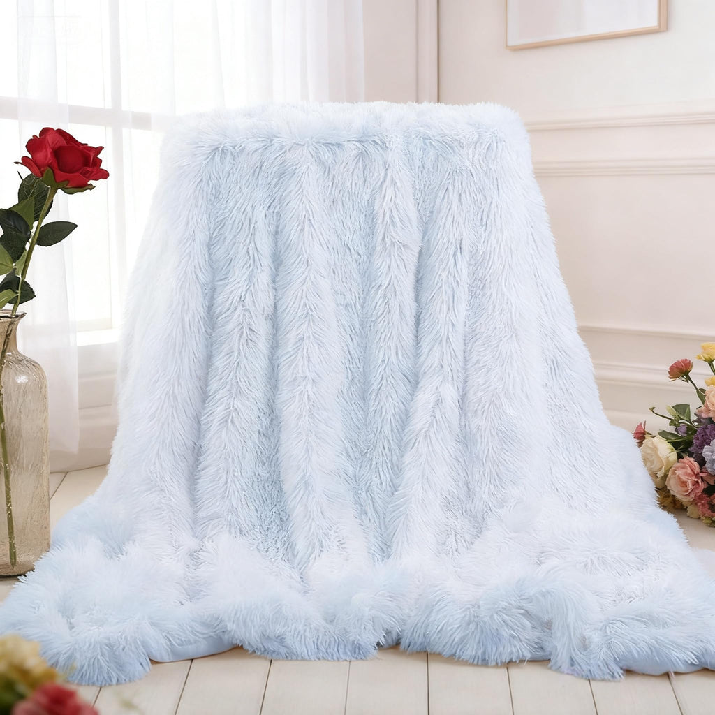 Plush Super Soft Blanket Bedding Sofa Cover Furry Fuzzy Fur Warm Throw Qulit Cozy Couch Blanket for Winter (51"x63", Black)