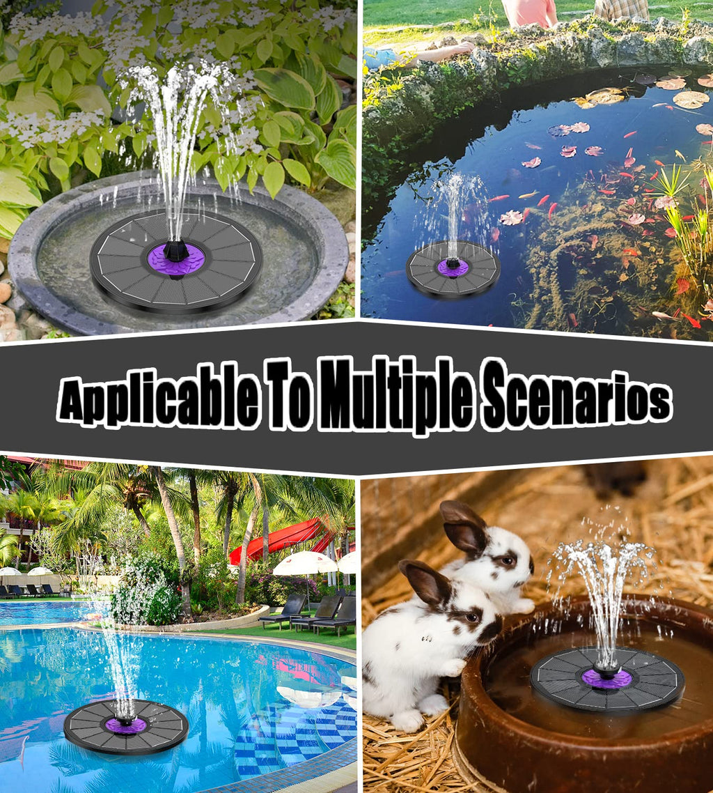 SZMP Solar Fountain 3.5W Bird Bath Fountains with Flower Upgraded Glass Panel, Solar Powered Water Fountain with 7 Nozzles & 4 Fixer, Solar Fountain Pump for Bird Bath, Garden, Pond, Outdoor -Black