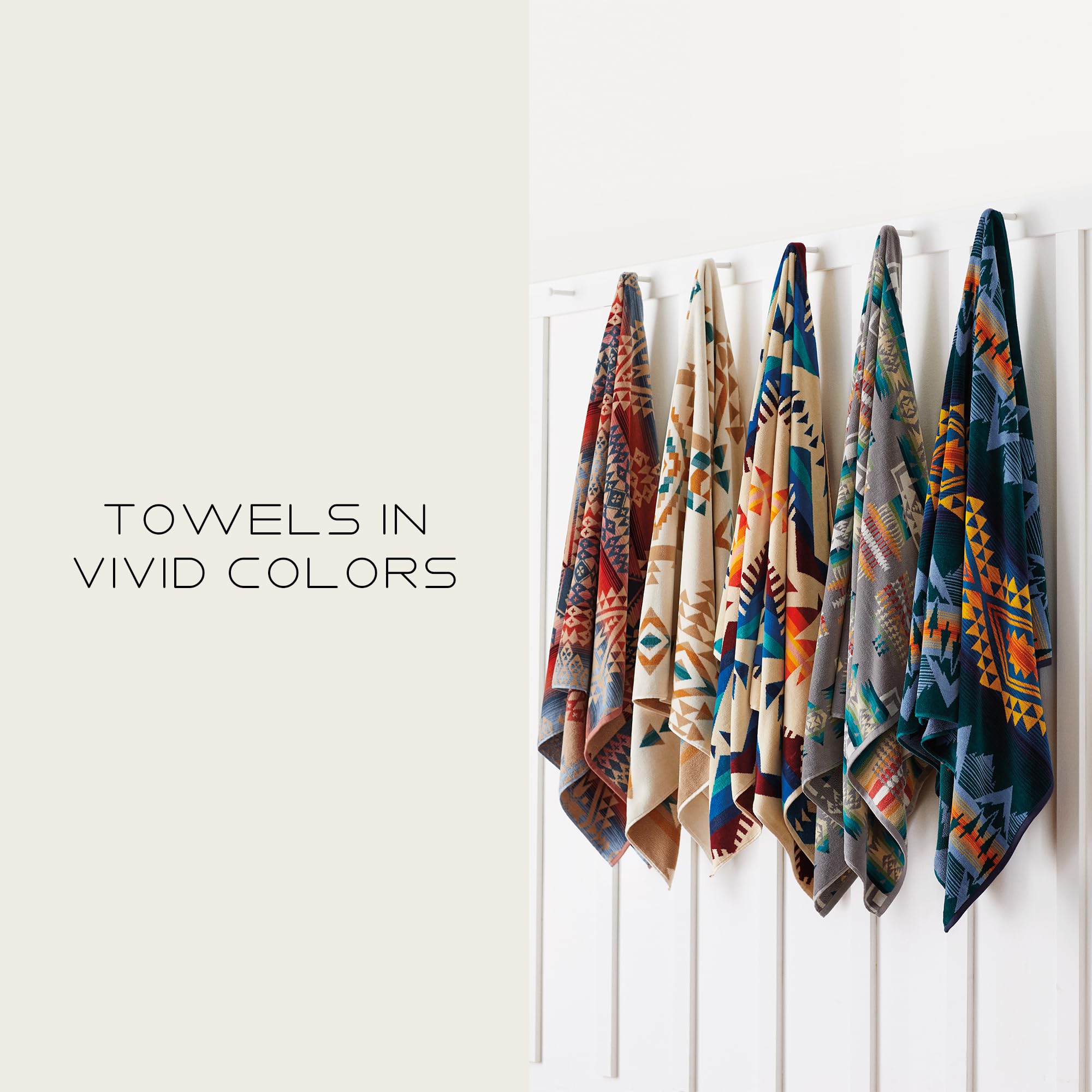 Pendleton Oversized Jacquard Spa Towels, 40 x 70 inches Bath Towels, 100% Cotton, Soft and Quick Dry for the Beach, Hot Tub, Pool - Highland Peak Aqua