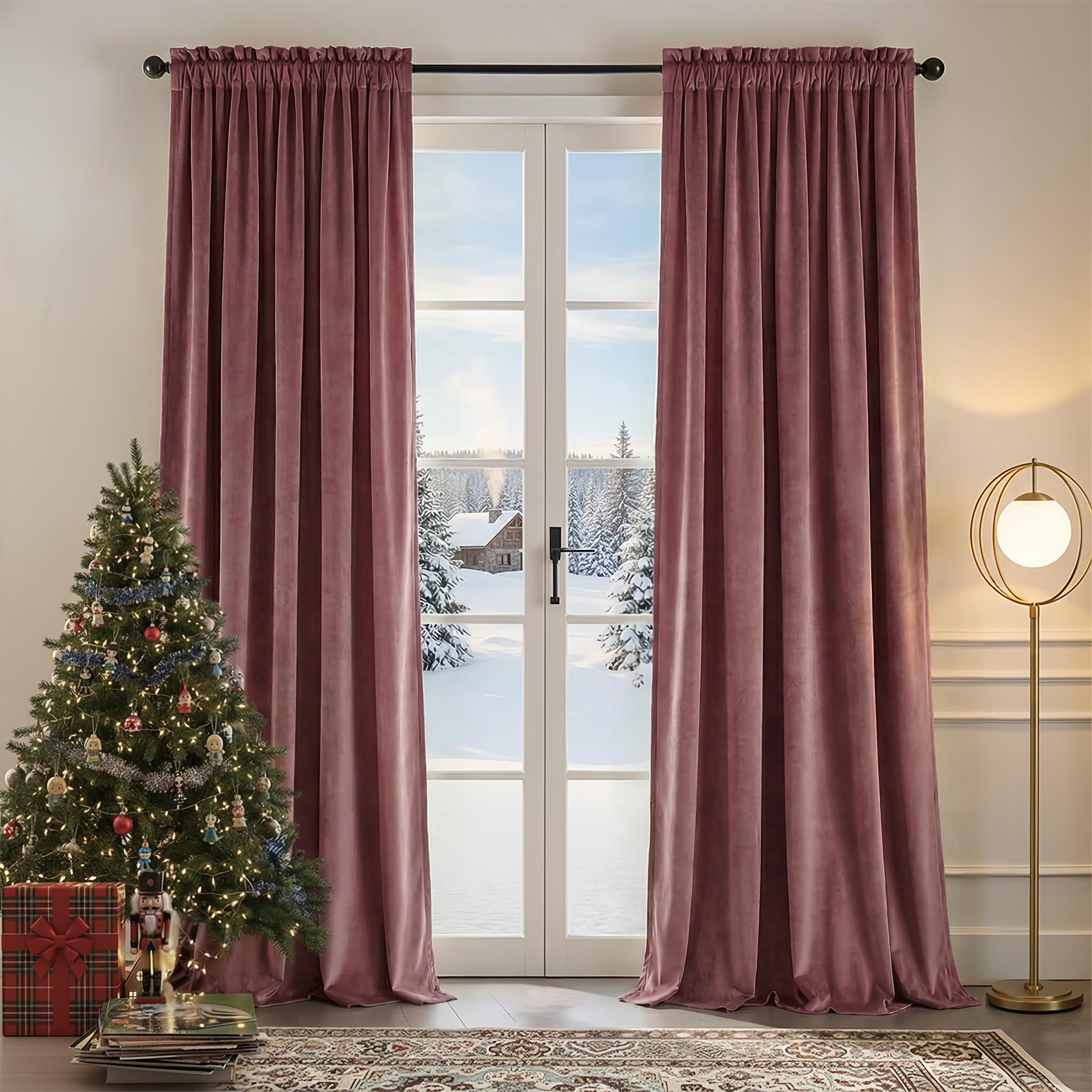Nemia Dark Green Velvet Curtains Thermal Insulated Blackout Curtain for Bedroom Window Living Room Darkening Luxury Vintage 63 Inches Long Heavy Drapes Panels Rod Pocket Set of 2