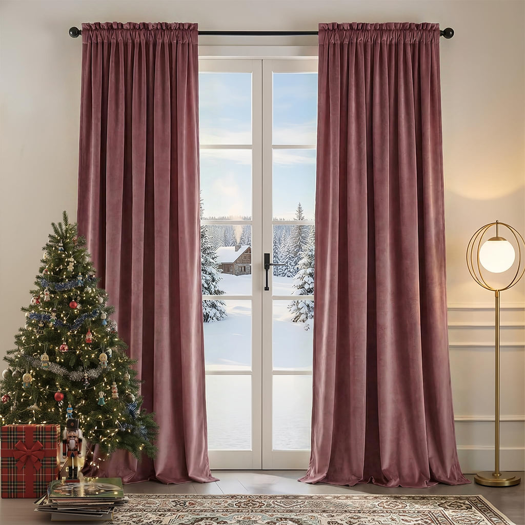 Nemia Dark Green Velvet Curtains Thermal Insulated Blackout Curtain for Bedroom Window Living Room Darkening Luxury Vintage 63 Inches Long Heavy Drapes Panels Rod Pocket Set of 2