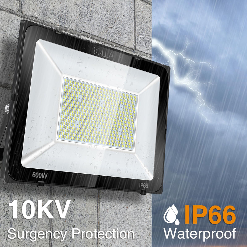 2 Pack 100W LED Flood Light Outdoor, 8000LM Super Bright Security Lights, 550W Equivalent, IP66 Waterproof, 3000K Warm White, Outside Floodlight for Garage, Garden, Lawn and Yard