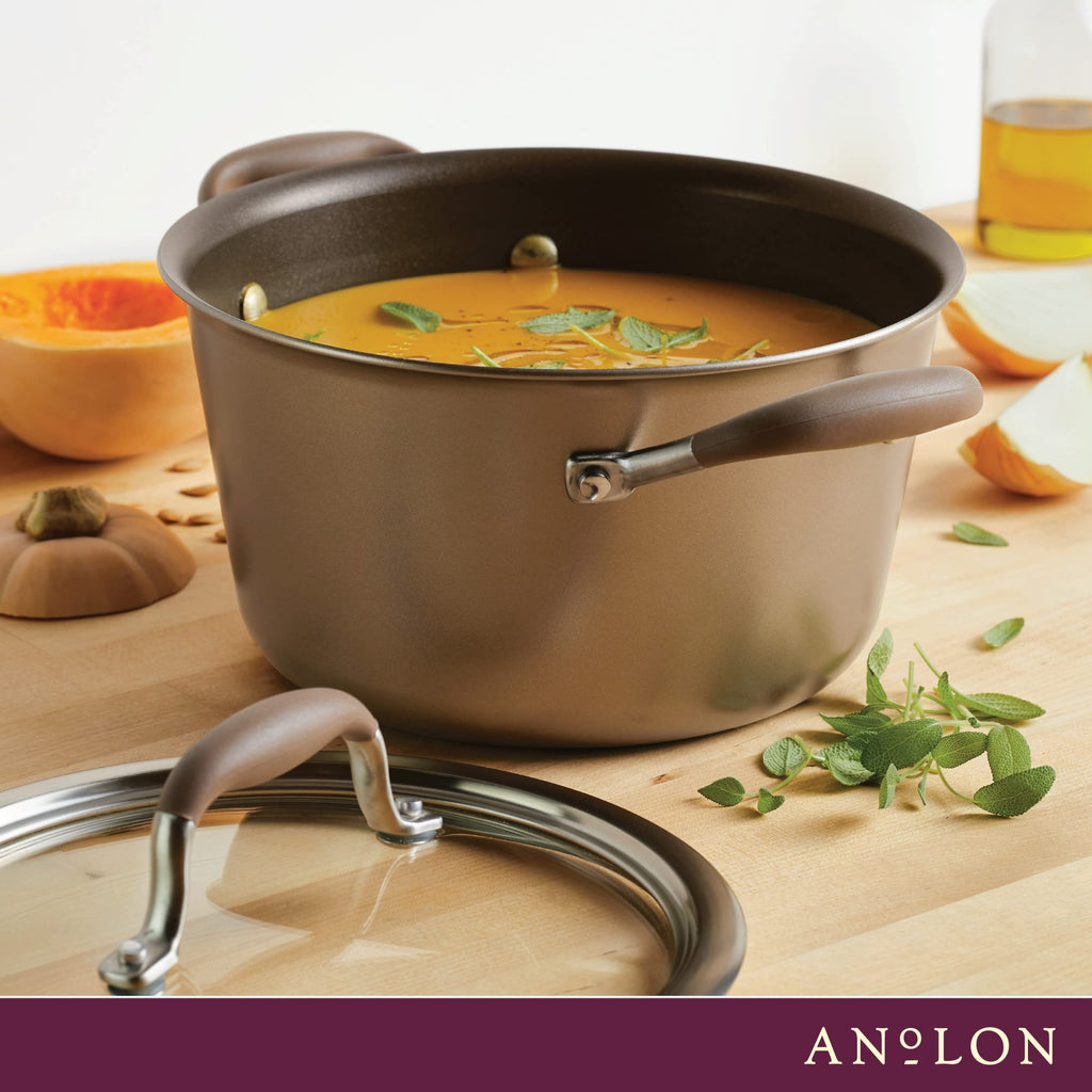 Anolon Advanced Home Hard Anodized Nonstick Sauce Pan/Saucepan with Straining and Lid, 2 Quart (2 Qt Straining Saucepan, Indigo)
