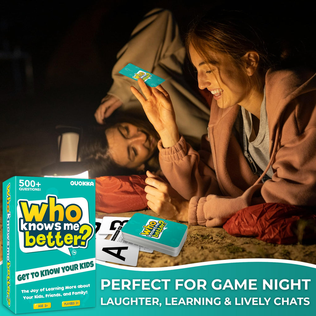 Family Board Games for Kids and Adults - Trivia Card Games for Kids 8-12 and Adults - Who Knows Me Better for Family Game Night - 500+ Facts Questions from Ages 6-8 — Fun Travel Car Activities for 5+