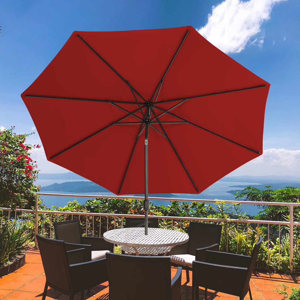 Sundale Outdoor 9FT Patio Umbrella with Sand Bag Umbrella Base, Outdoor Umbrella with Tilt and Crank, Beige