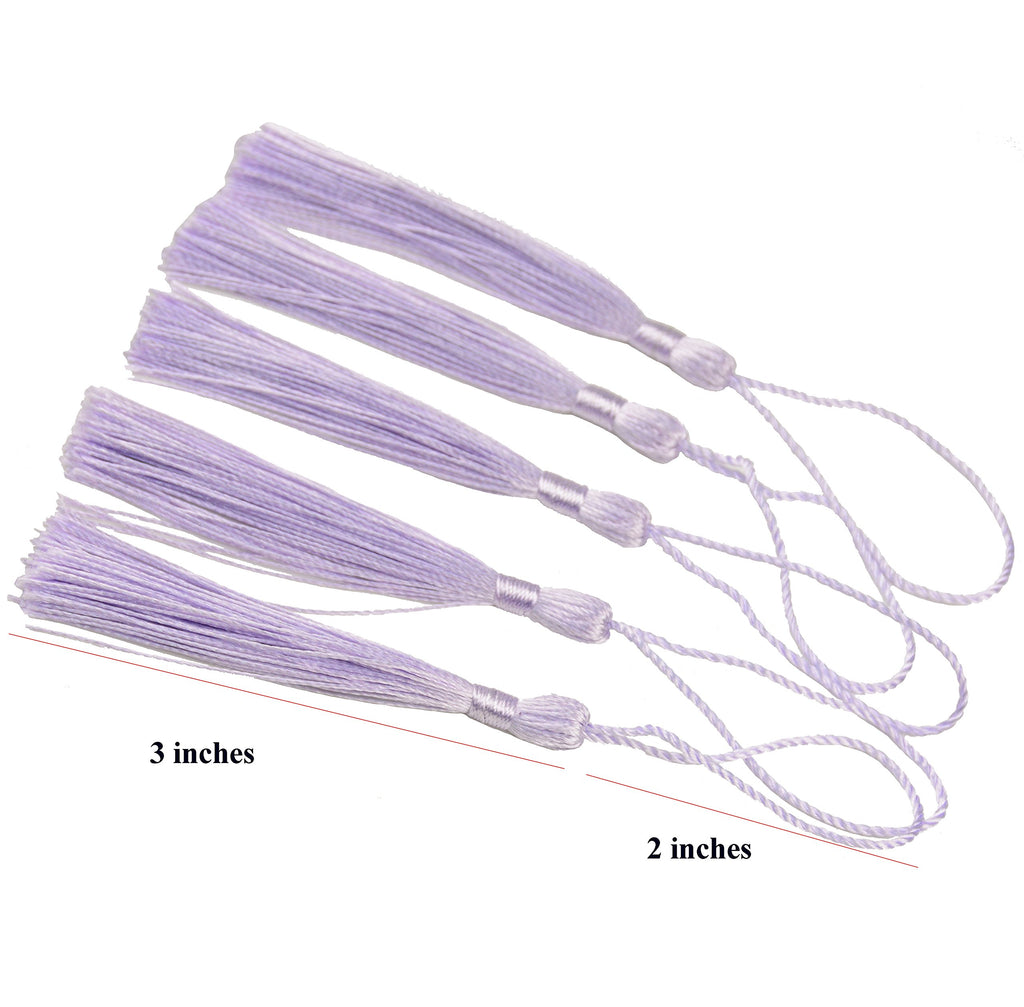 Makhry 100pcs 13cm/5 Inch Silky Floss Bookmark Tassels with 2-Inch Cord Loop and Small Chinese Knot for Jewelry Making, Souvenir, Bookmarks, DIY Craft Accessory (Dark Grey)