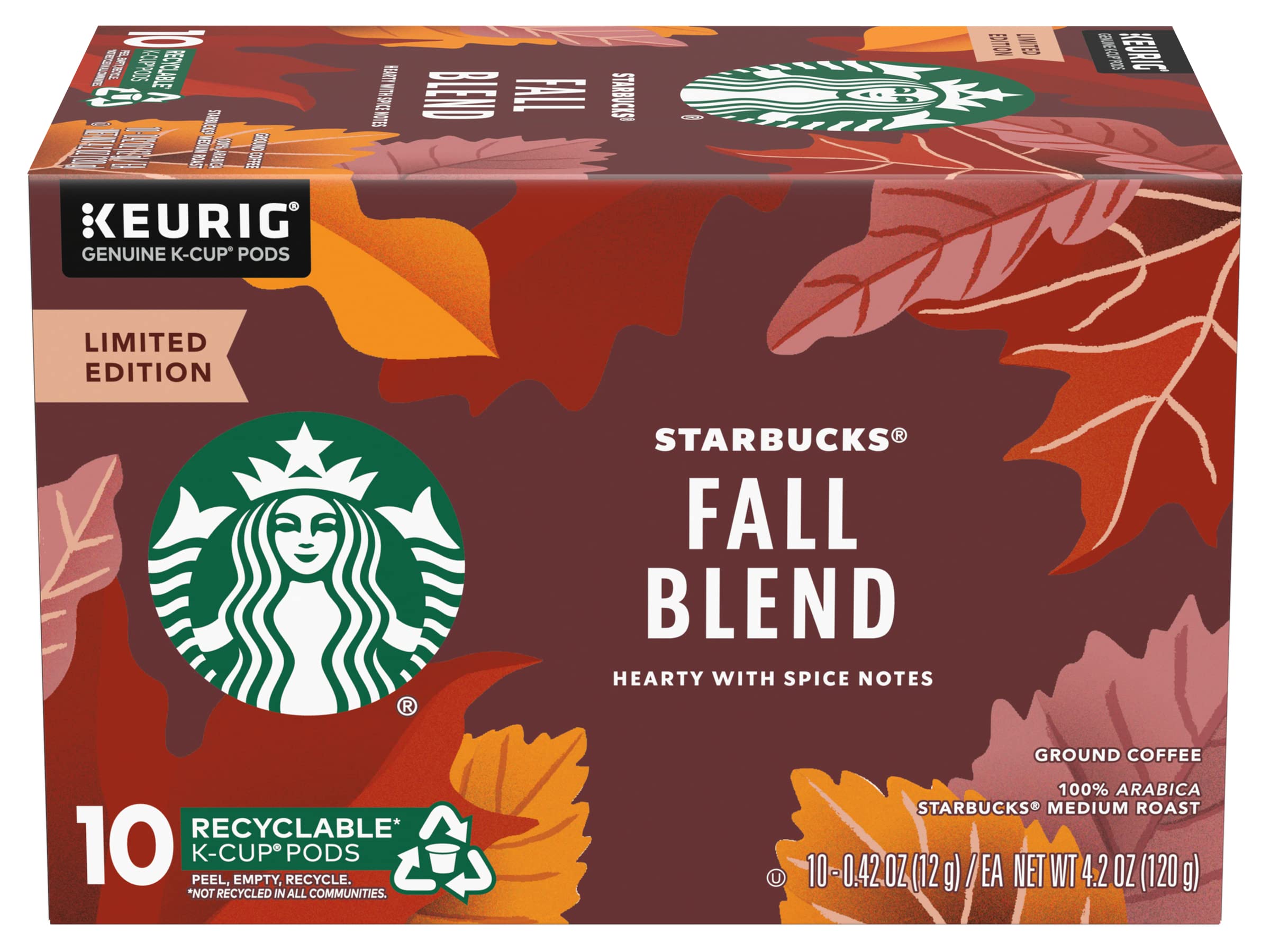 Starbucks Coffee K-Cup Variety Pack, 1 Cinnamon Dolce, 1 Hazelnut, 1 Mocha, 1 Cr�me Brulee, 1 Maple Pecan, 1 Caramel, 10 CT K-Cups, 1 CT