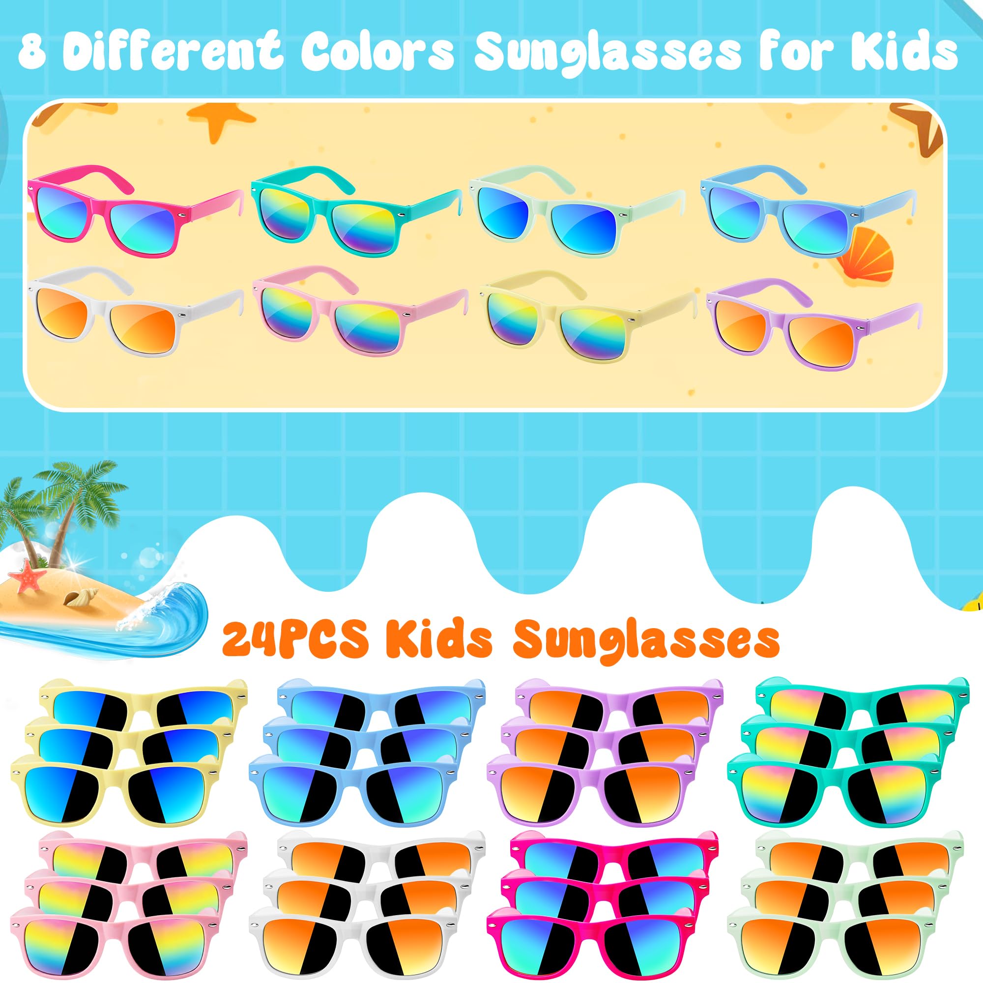 Kids Sunglasses Bulk, Kids Sunglasses Party Favors for Age 3-8, UV400 Protection Neon Kids Sunglasses Bulk for Boys Girls (12Pack-heart sunglasses)