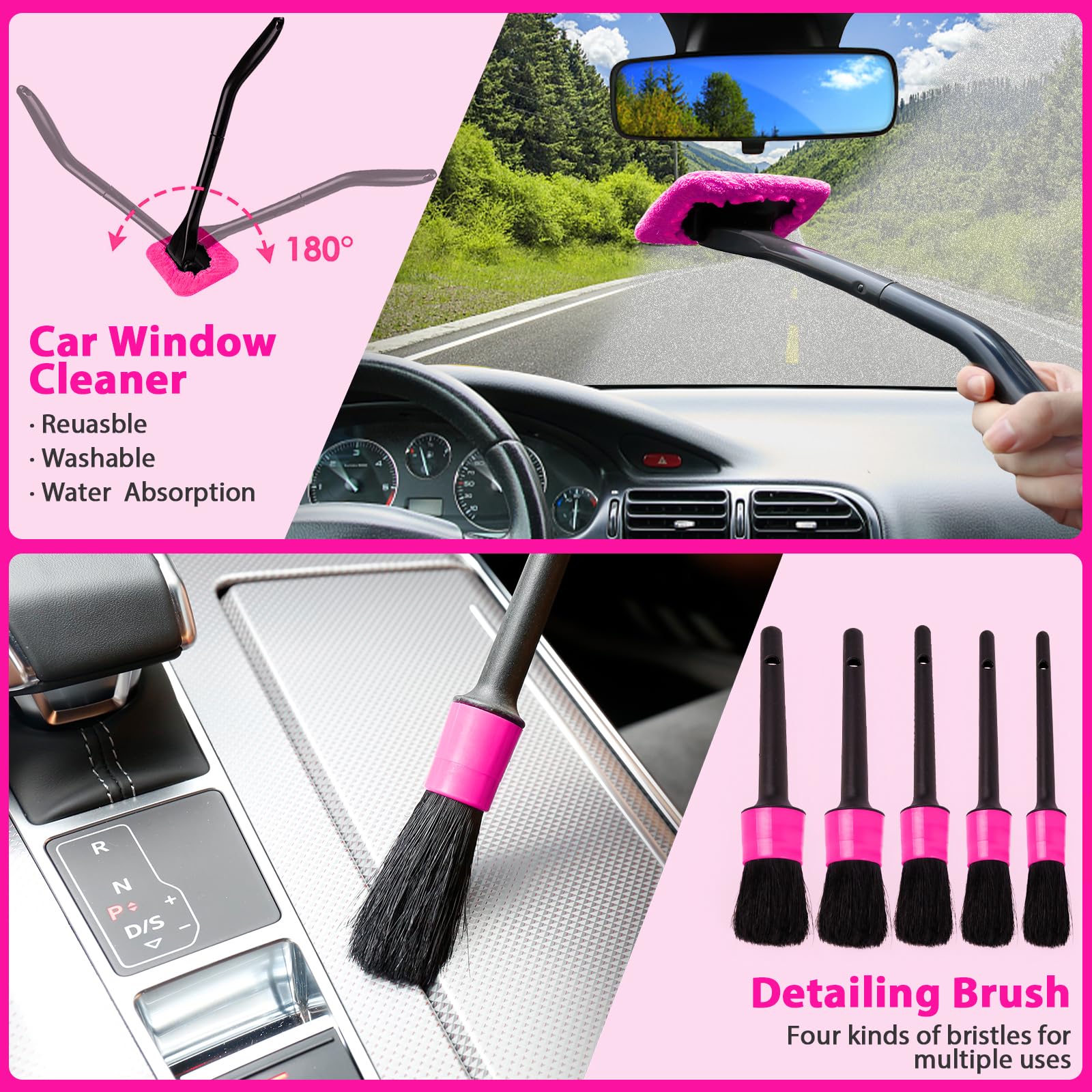 THINKWORK Car Wash Kit, Car Detailing Kit with Foam Gun, Car Wash Brush Mop and Large Folding Bucket Suitable for Car Cleaning, Blue Car Wash Set Gift for Men and Women
