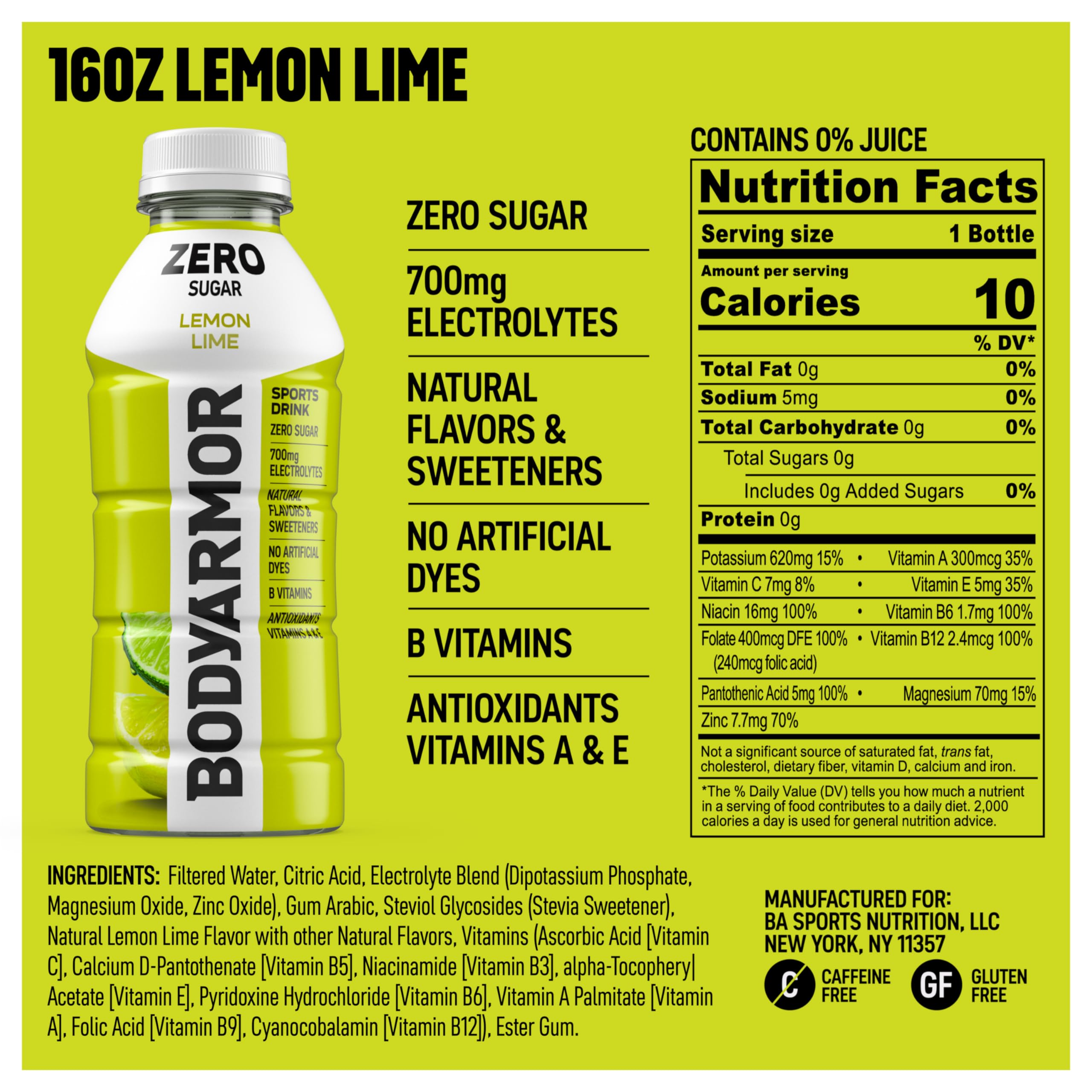 BODYARMOR Lyte Sports Drink Low-Calorie Beverage, Blueberry Pomegranate, Coconut Water Hydration, Natural Flavors with Vitamins, Potassium-Packed Electrolytes, 16 Fl Oz (Pack of 12)