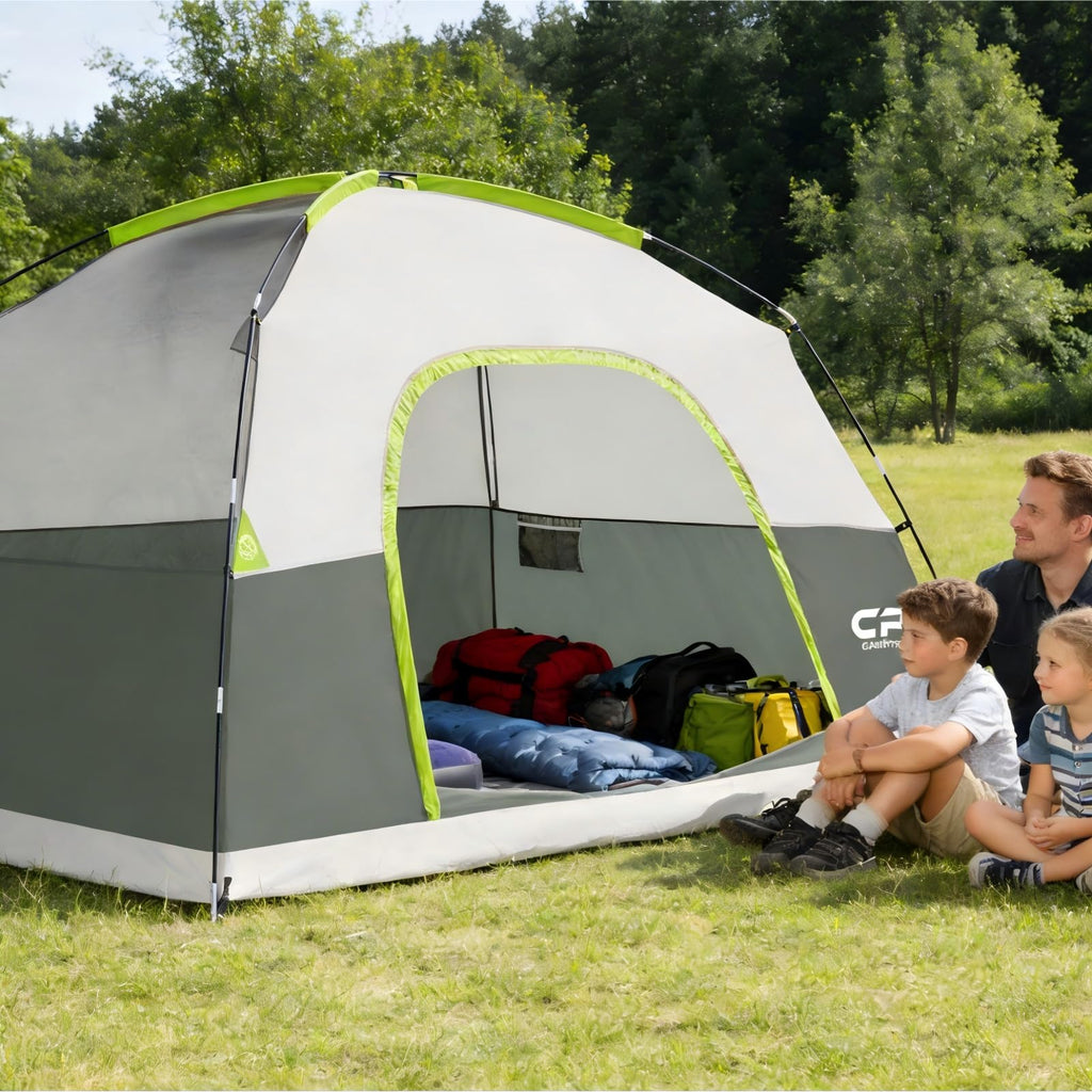 CAMPROS CP Camping Tent 2/4/6 Person, Waterproof Windproof Double Layer Dome Tent, Easy Setup with Large Mesh Windows & Wide Door for Outdoor Camping Backyard