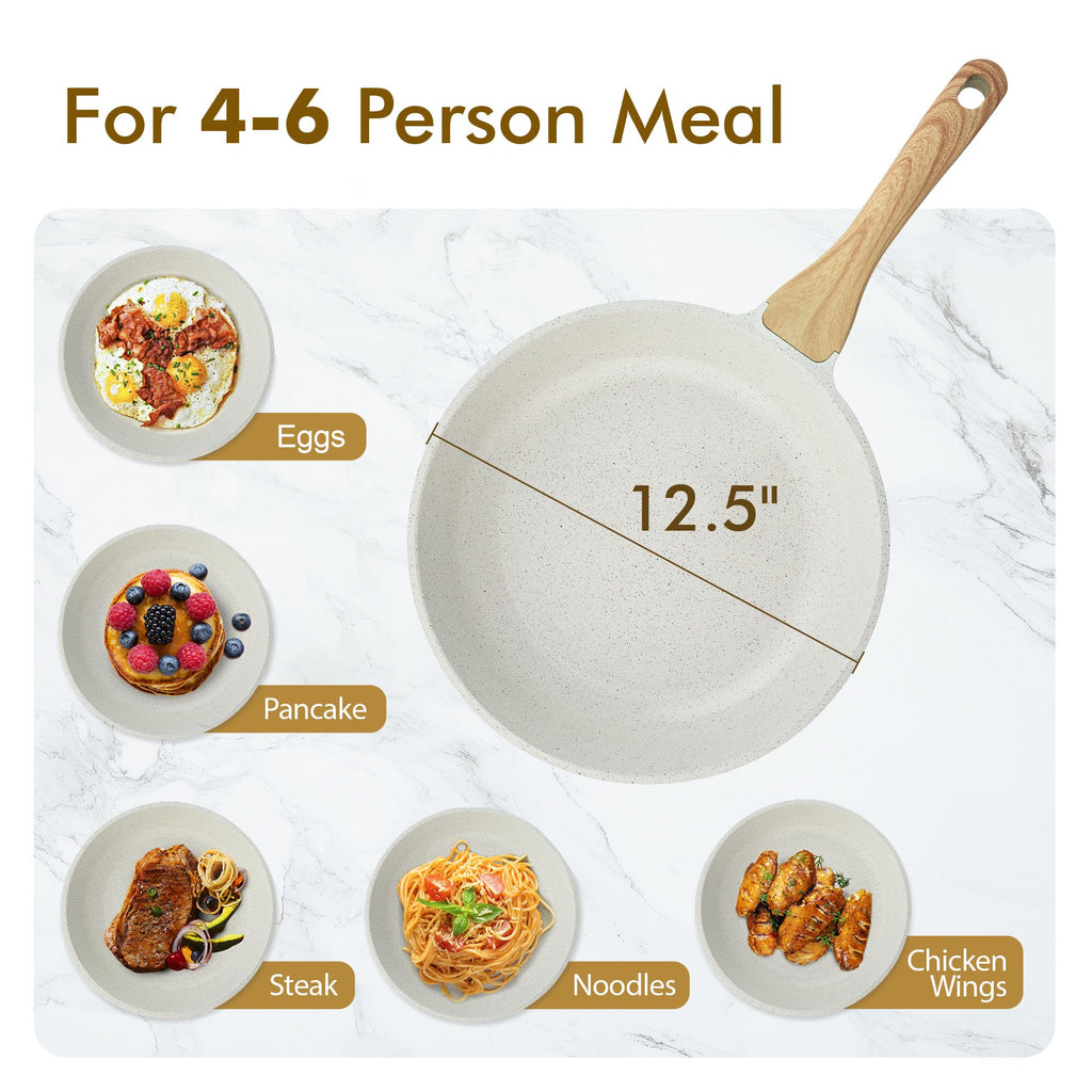 SENSARTE Nonstick Ceramic Frying Pan 8-Inch, Healthy Non Toxic Skillet, Induction Compatible Omelet Pan with Heat Resistant Handle, PFAS-Free, Cream White