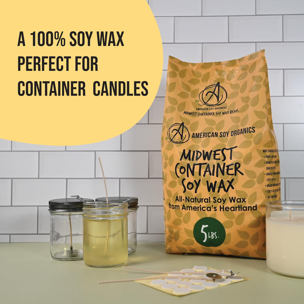 American Soy Organics 100% Midwest Soy Wax Beads for Candle Making - Natural Candle Making Supplies - Paraffin-Free, Beeswax-Free Candle Wax for Container Candles, Tealights and Wax Melts, 5 lbs
