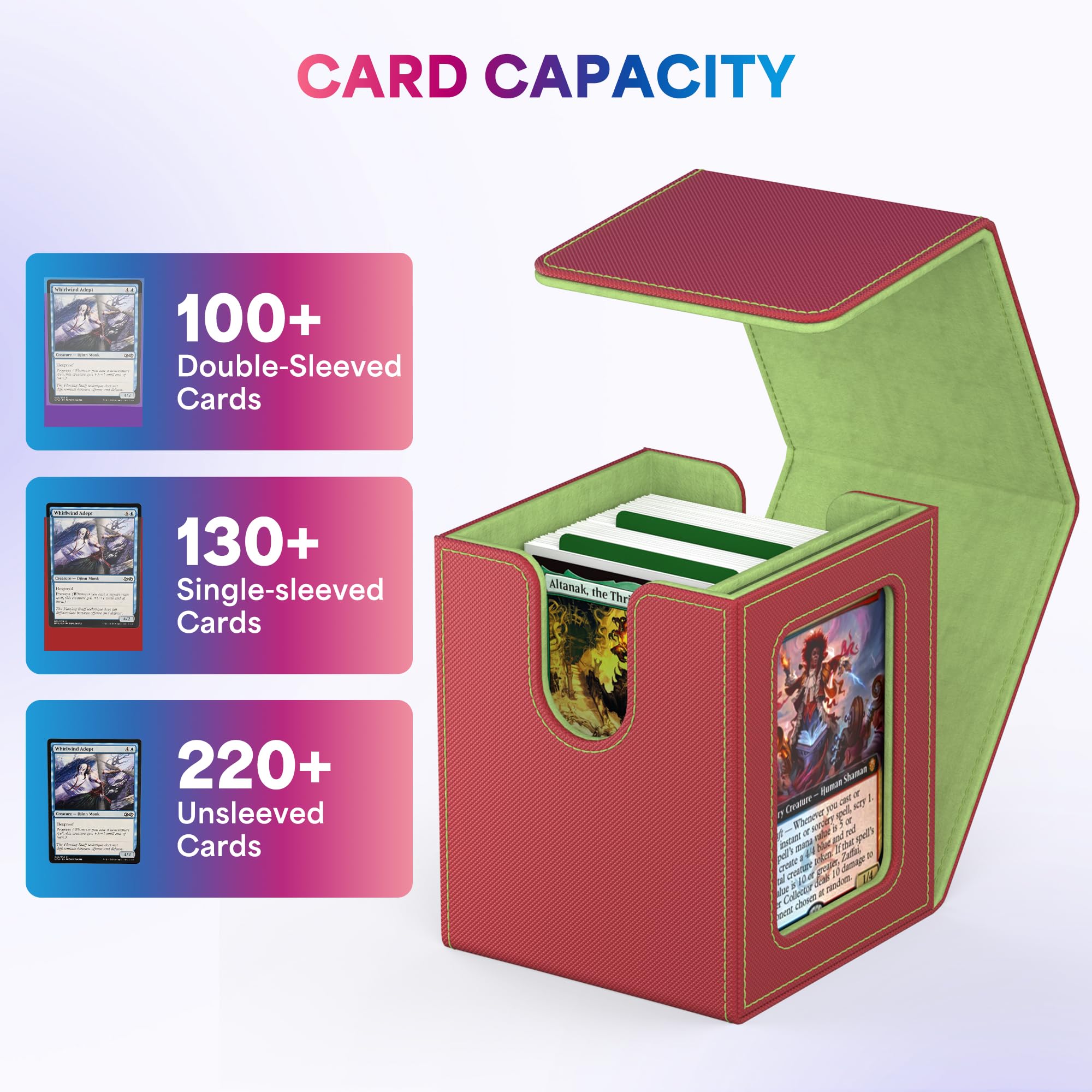 UAONO 4 Pack MTG Commander Deck Box, Independent Commander Display, Fits 400 Double-Sleeved Cards, Magnetic Deck Case for Magic the Gathering TCG, 8 Dividers & 4 Top Loaders (4 Color)