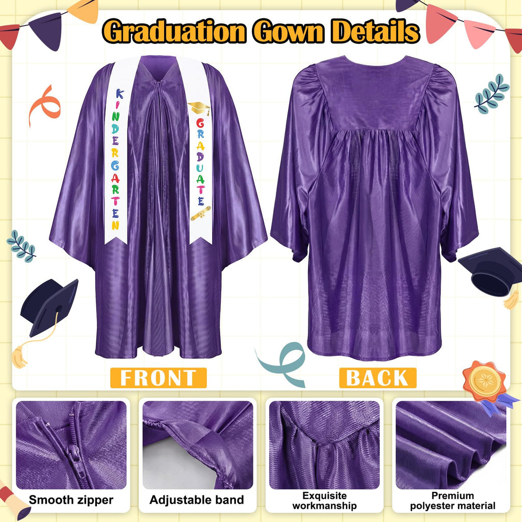 Sintuff 7 Pcs Kindergarten Preschool Graduation Cap and Gown with Bear Gifts 2026 Grad Stole Tassel Sash for Toddler Kids