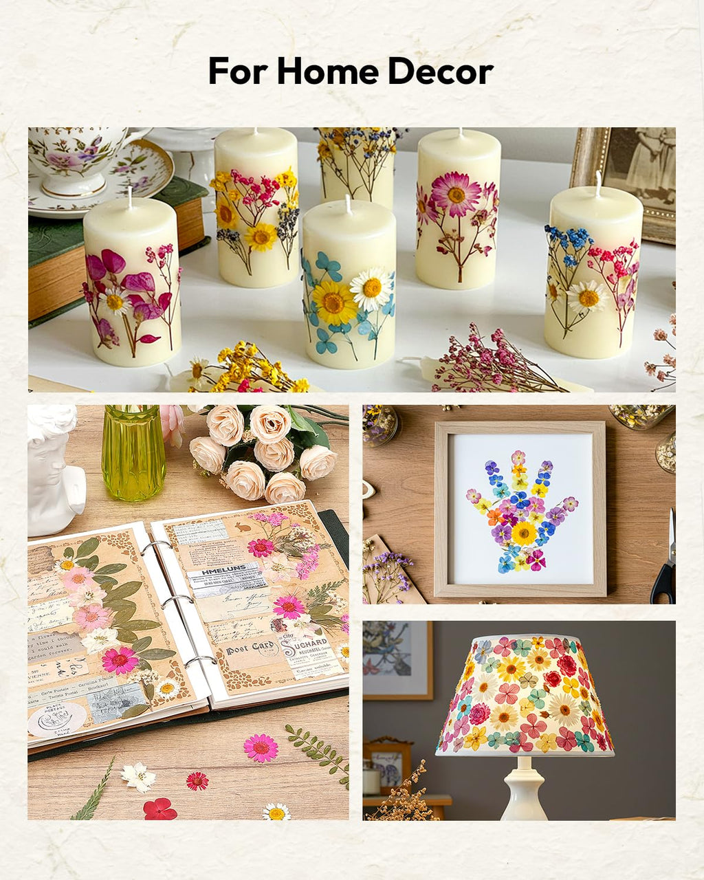 Dried Flowers, Resiners 58Pcs Pressed Flowers for Craft Pink Real Natural Dried Flowers Dry Leaves Kit for DIY Making Crafts Resin Soap Candle Scrapbook Supplies Card Making Jewelry