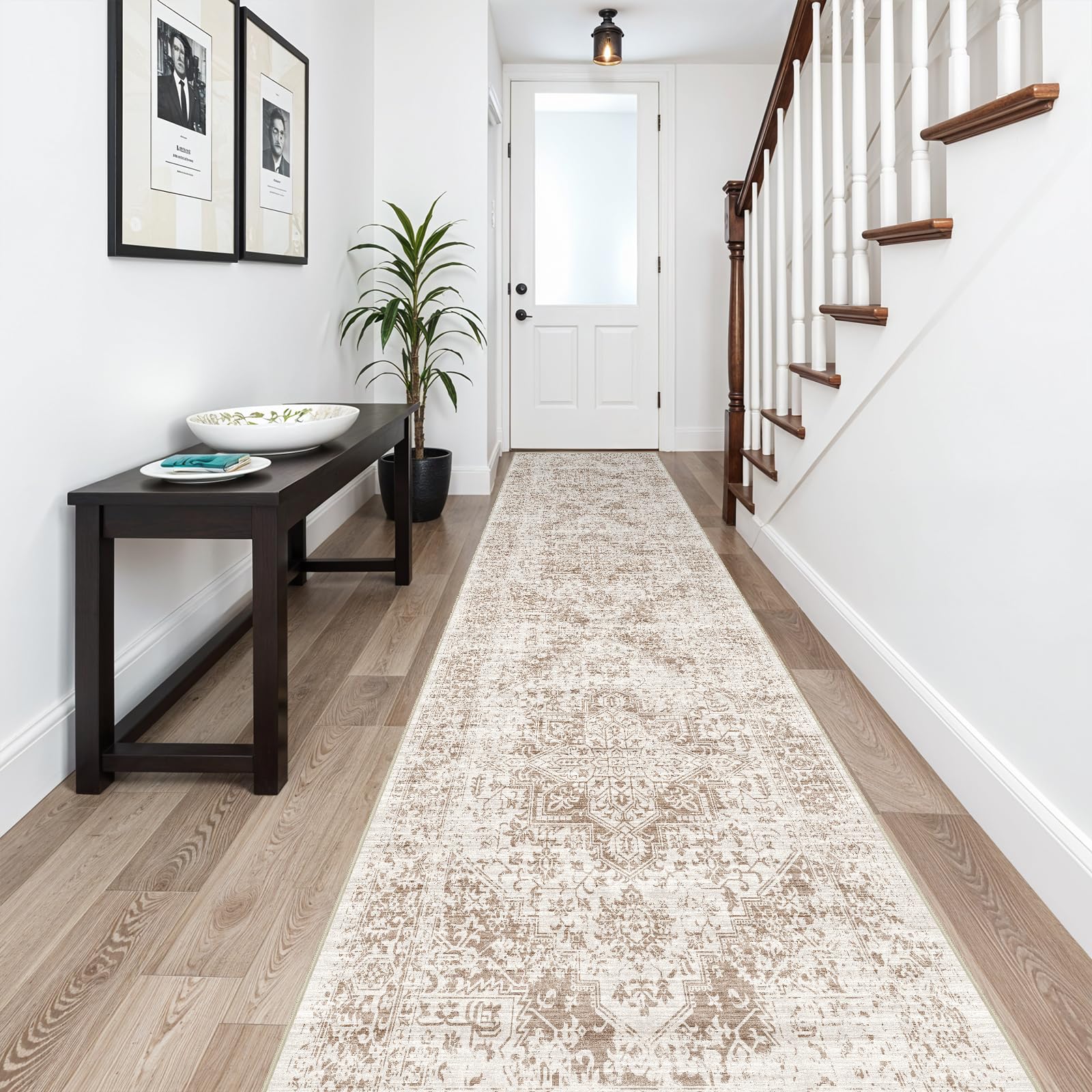 2x5 Washable Kitchen Runner Rug - Soft Low Pile Floral Animal Cat Print Rugs with Non-Slip Backing Waterproof Stain-Resistant Indoor Carpet for Hallway Entryway Bathroom Bedroom (Black)