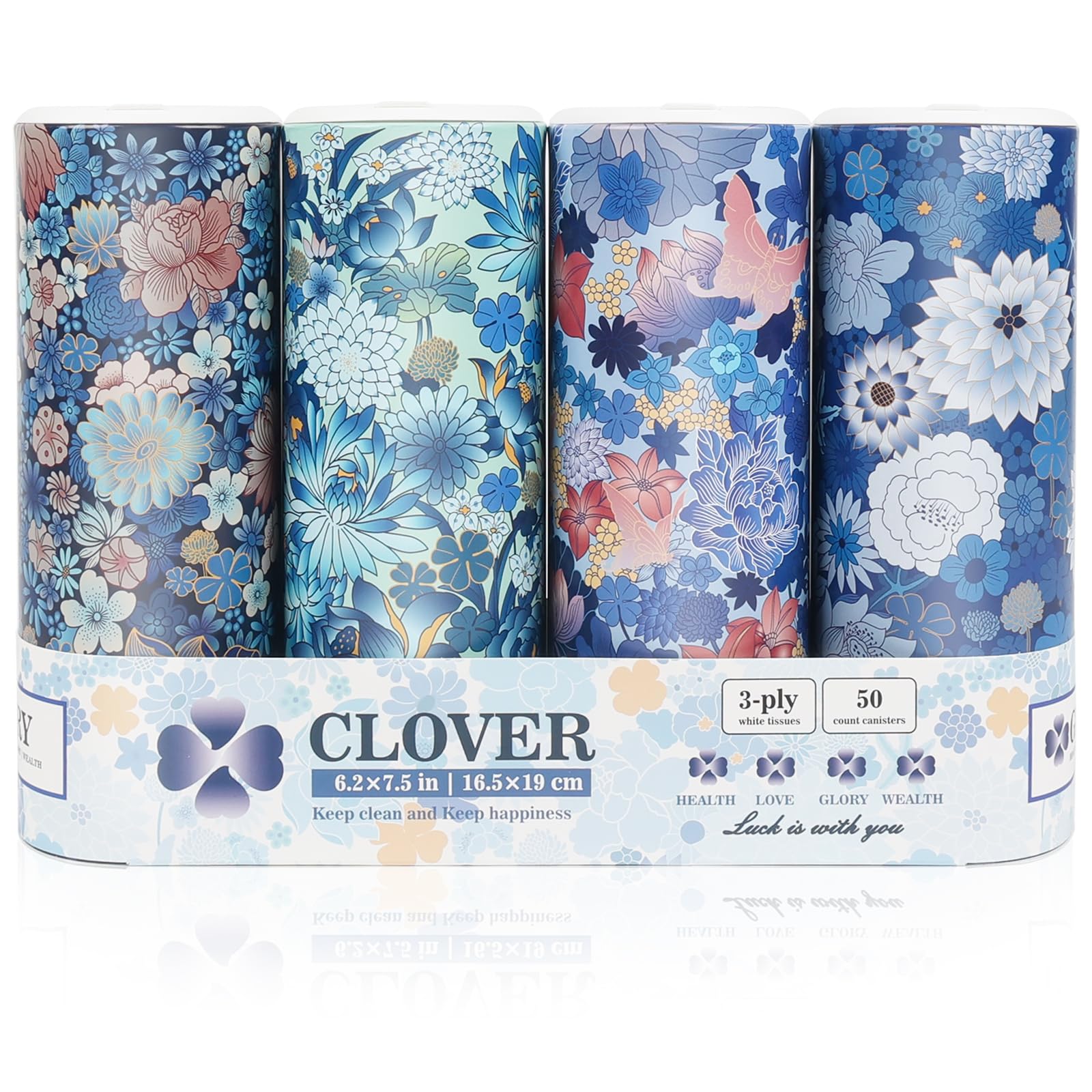 Car Round Canned Tissue Box Cup Holder Facial Tissues,Cylinder Tube Face Towel,4 Canister 3-Ply Car Napkins for Travel Tissue Bulk Fit Home,Office,School by CLOVER