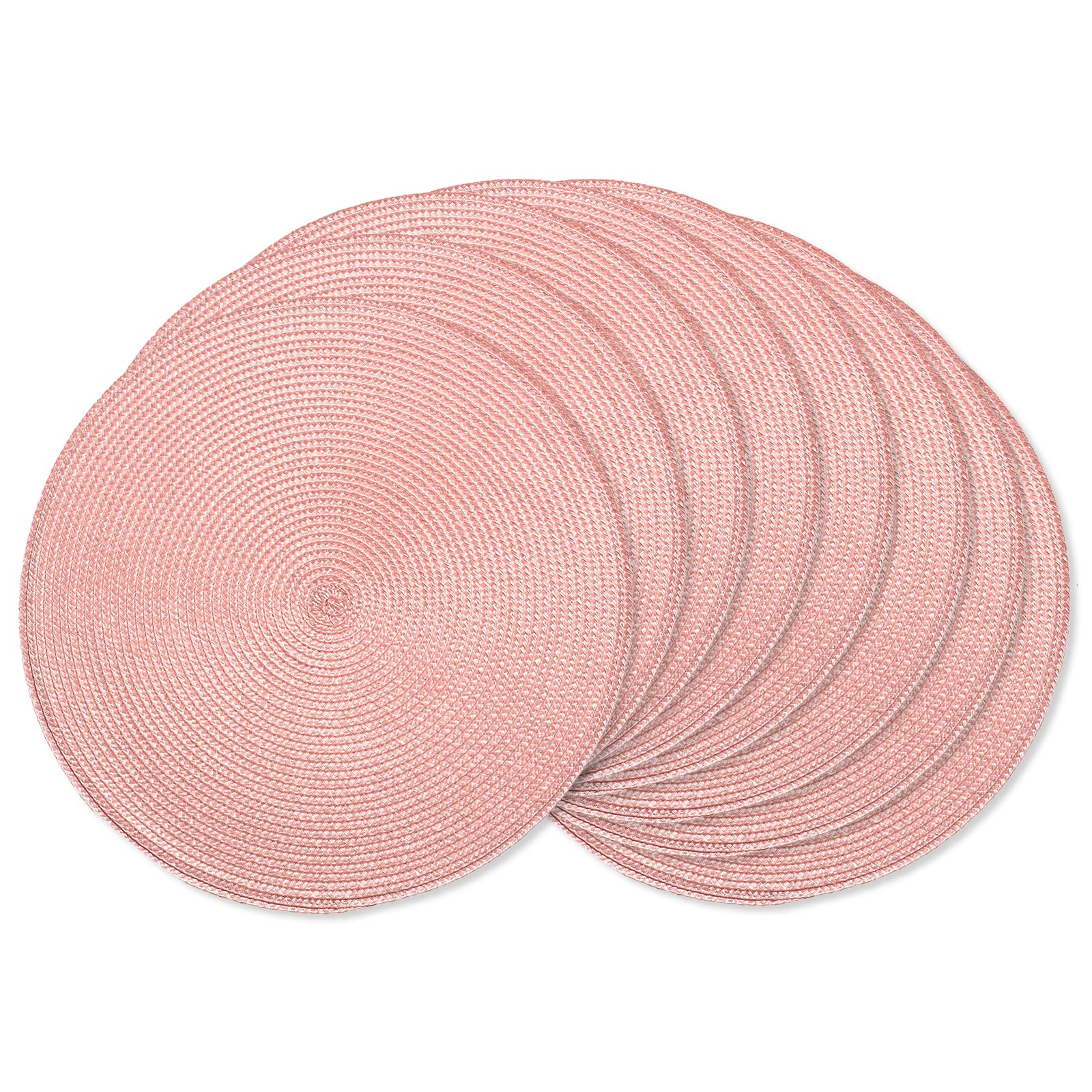 AHHFSMEI Round Placemats Set of 6 Heat Resistant Washable Non-Slip Woven Braided Table Mats for Dining Table Kitchen & Home Decor (Beige)