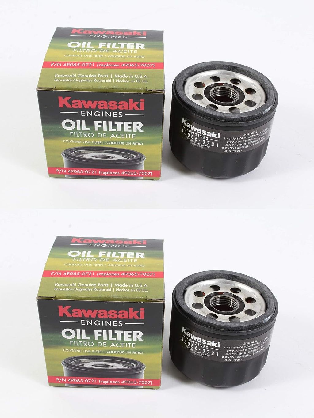 Kawasaki 49065-0721 Oil Filter Replaces 49065-7007 (2 Pack)