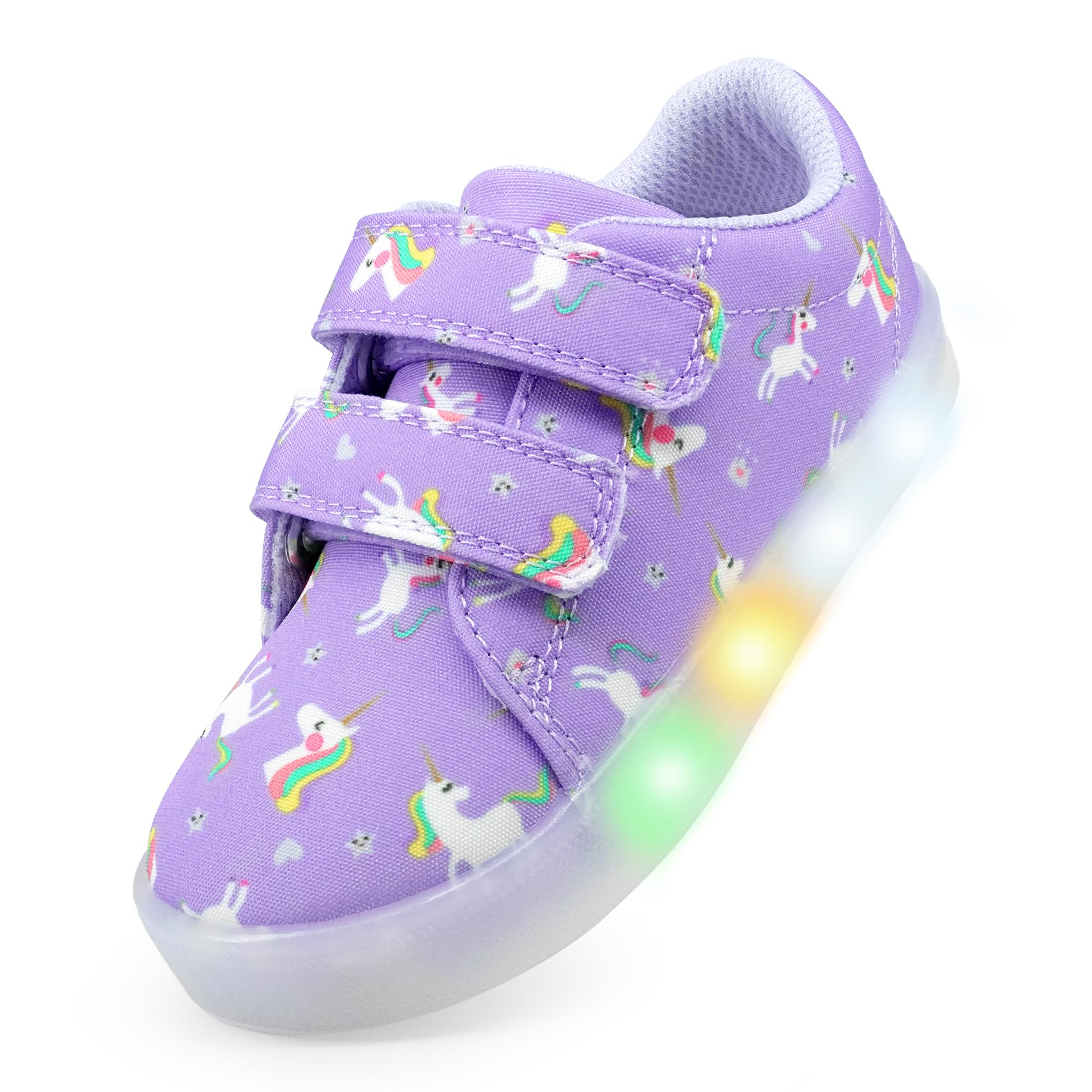 YESKIS Boys Girls Light Up Shoes Vivaki LED Canvas Cartoon Casual Sneakers for Toddler Little Kid Size 5-12