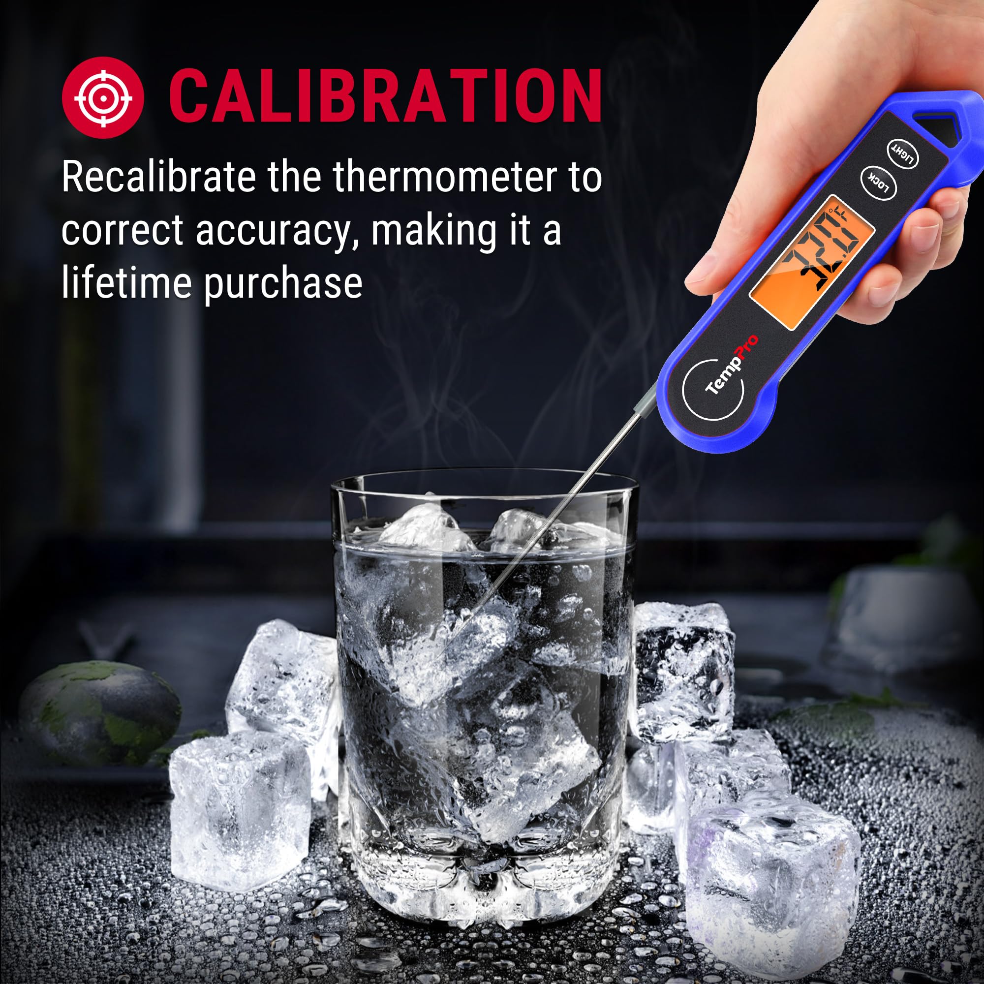 TempPro TP19H Digital Meat Thermometer for Cooking, 1 Sec Instant Read Food Thermometer with Motion-Sensing Wake for BBQ Grill Oil Fry Candy for Fathers Day Gift for Dad Men (Previously ThermoPro)