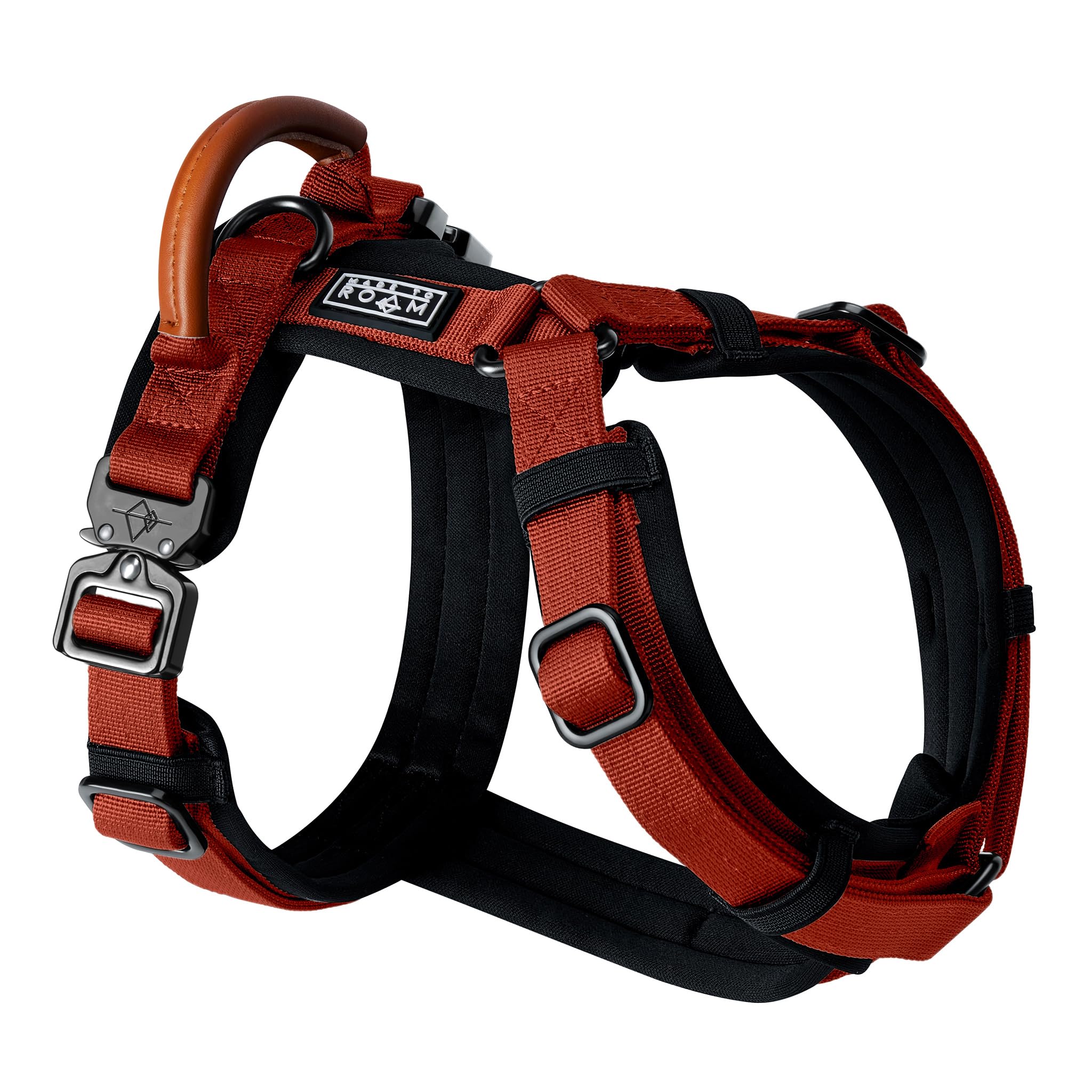 MADE TO ROAM Premium Explorer Harness - Y-Shaped Dog Harness with Adjustable Durable Nylon, Soft Padding, Metal Buckles and Leather Handle for Small, Medium, Large Dogs (Alaska Daybreak, Size 1)