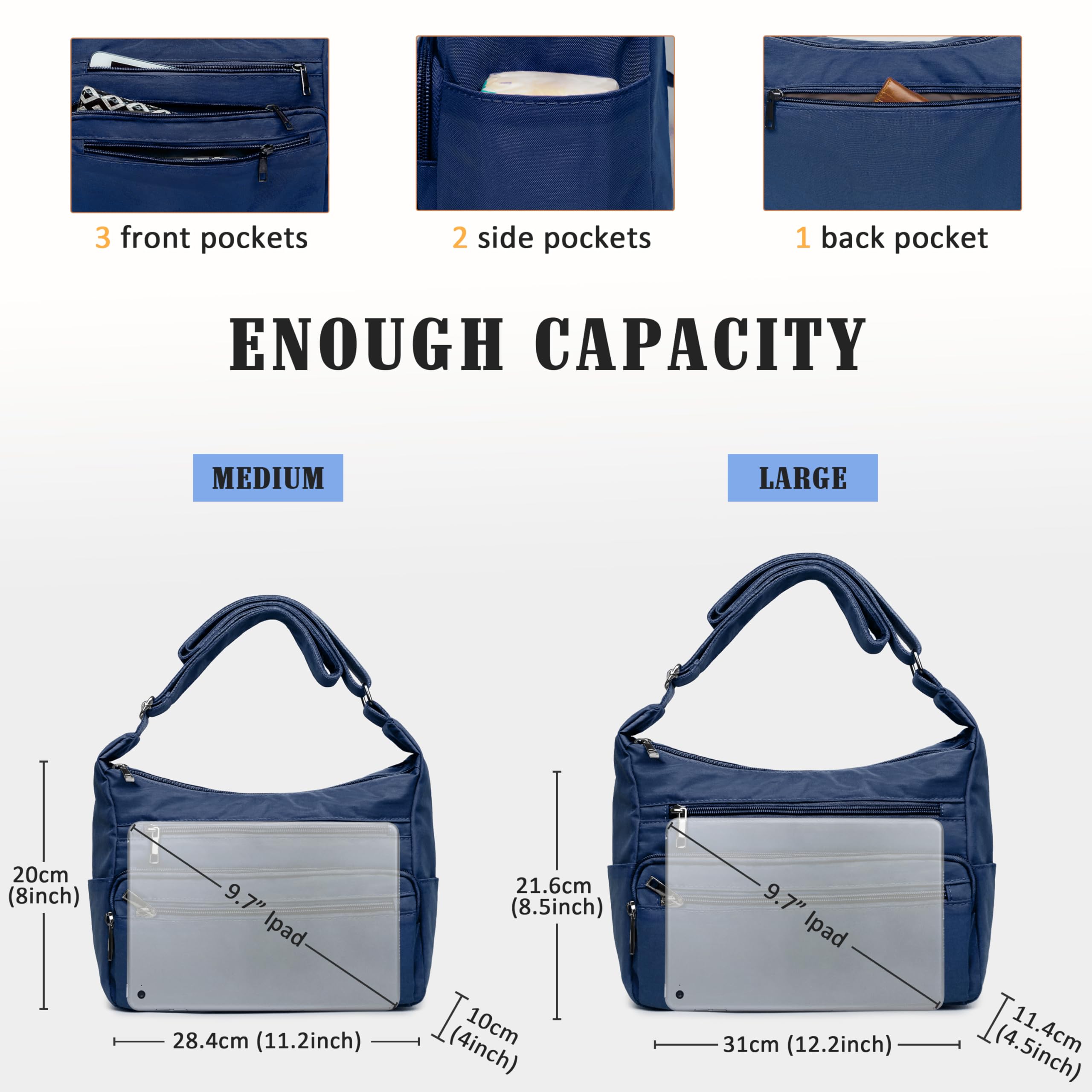 VOLGANIK ROCK RFID Purses for Women Fabric Nylon Multi Pocket Crossbody Bag Ladies Travel Handbag