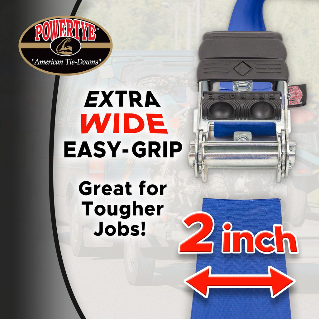 PowerTye 1in x 4ft Easy-Grip Light-Duty Endless Ratchet (no Hooks) - 400 lb. Working Load Limit / 1,200 lb. Breaking Strength - Black 2-Pack