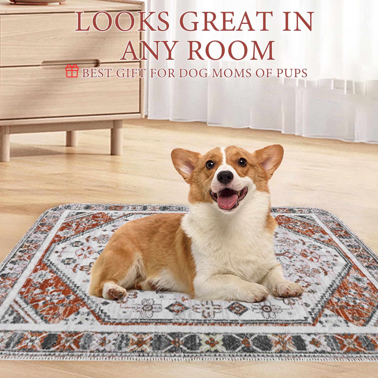 Homimp Washable Pee Pads for Dogs, 2 Pack Reusable Puppy Pads Waterproof, Absorbent and Leakproof Dog Pee Pads, Non Slip Puppy Training Pads, Pet Mat for Floor,Crate,Couch,Whelping,Beige 36"x36"