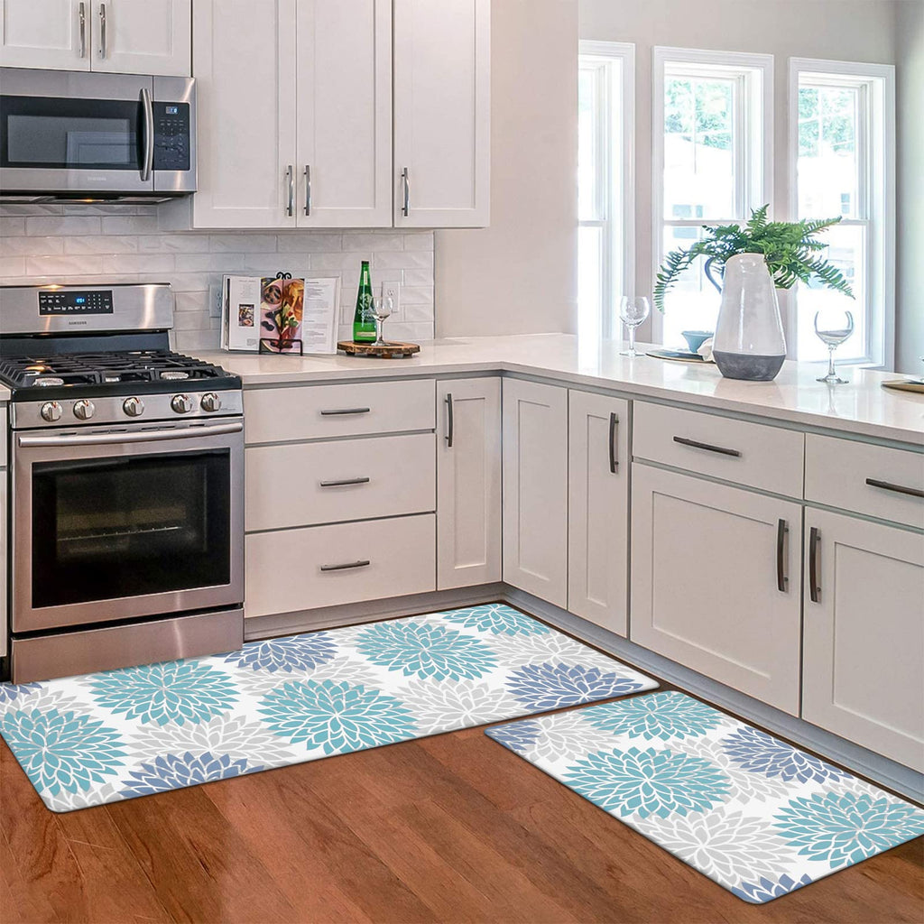 HEBE Anti Fatigue Kitchen Rugs Sets of 2, Non Slip Kitchen Mats for Floor, Waterproof Cushioned Comfort Standing Carpet for Kitchen Sink, Home Office, Laundry Room