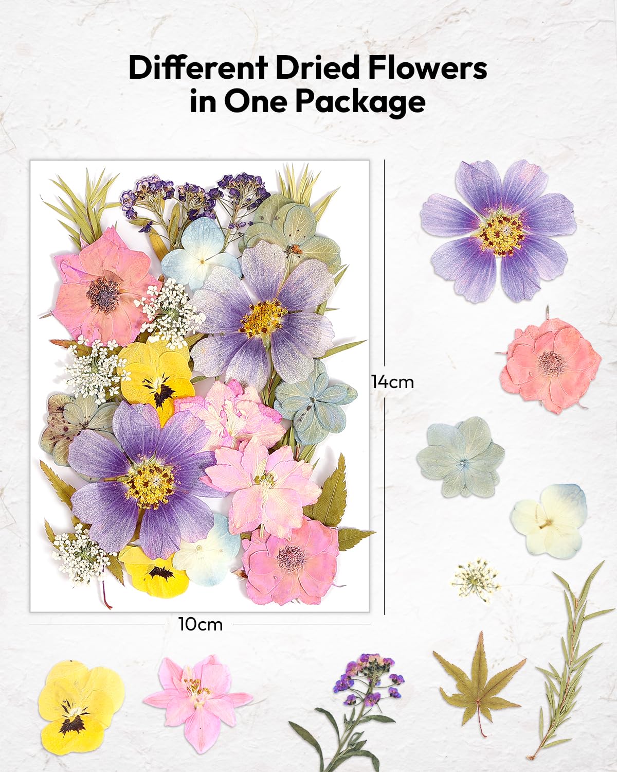 Dried Flowers, Resiners 58Pcs Pressed Flowers for Craft Pink Real Natural Dried Flowers Dry Leaves Kit for DIY Making Crafts Resin Soap Candle Scrapbook Supplies Card Making Jewelry