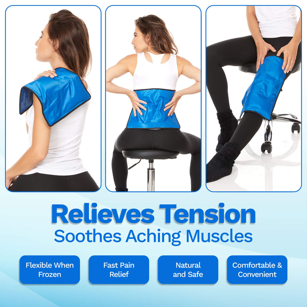 Reusable Ice Packs for Injuries Reusable | 11"x 14.5"- 2 Pack XL | Hot & Cold Pack | Large Ice Pack for Back Pain Relief, Flexible When Frozen | Cold Compress for Back, Knee, and Shoulder Injuries