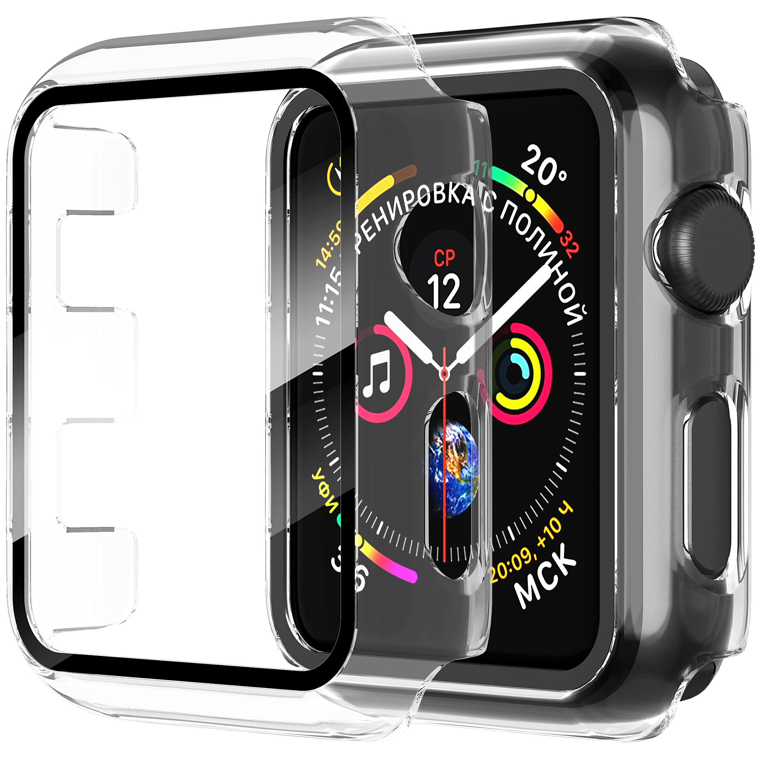 Diruite 2-Pack for Apple Watch Series 3/2/1 38mm Case, Ultra-Thin All-Around Tempered Glass Screen Protector Protection Cover for iWatch 38mm - Black